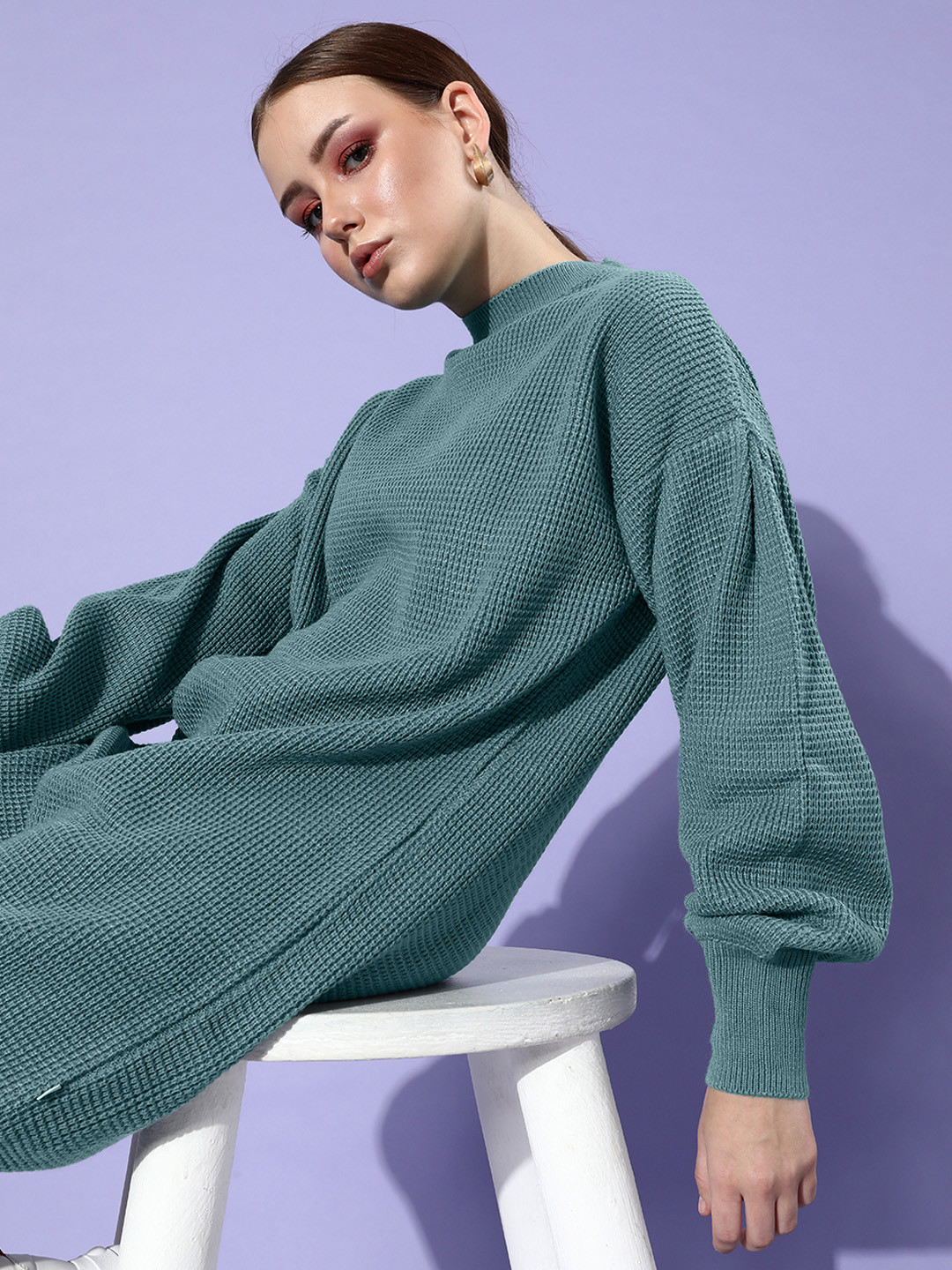Roadster Women Green Pullover Sweater Dresses