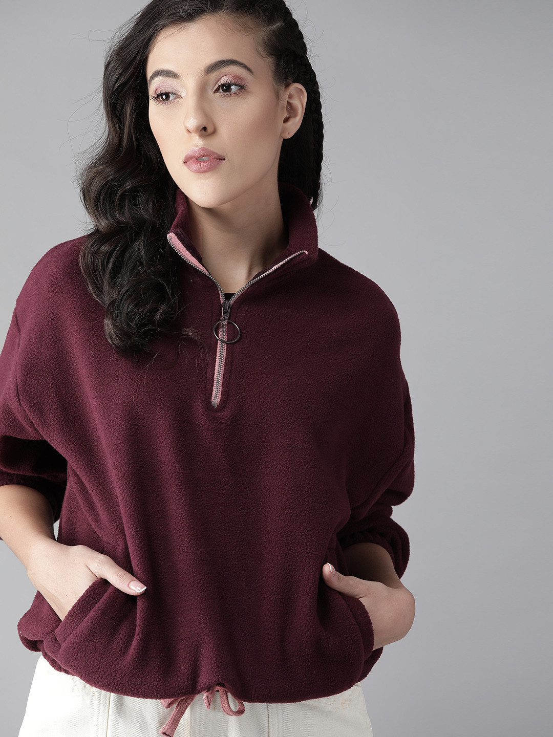 Roadster Women Burgundy Sweatshirt