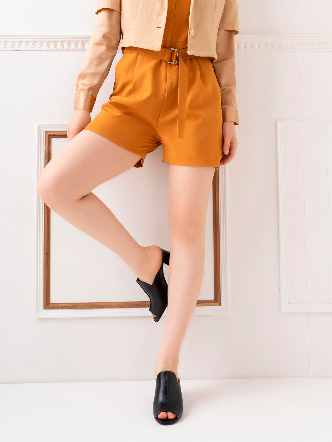 Saint G Women Black Solid Peep Toe Heels