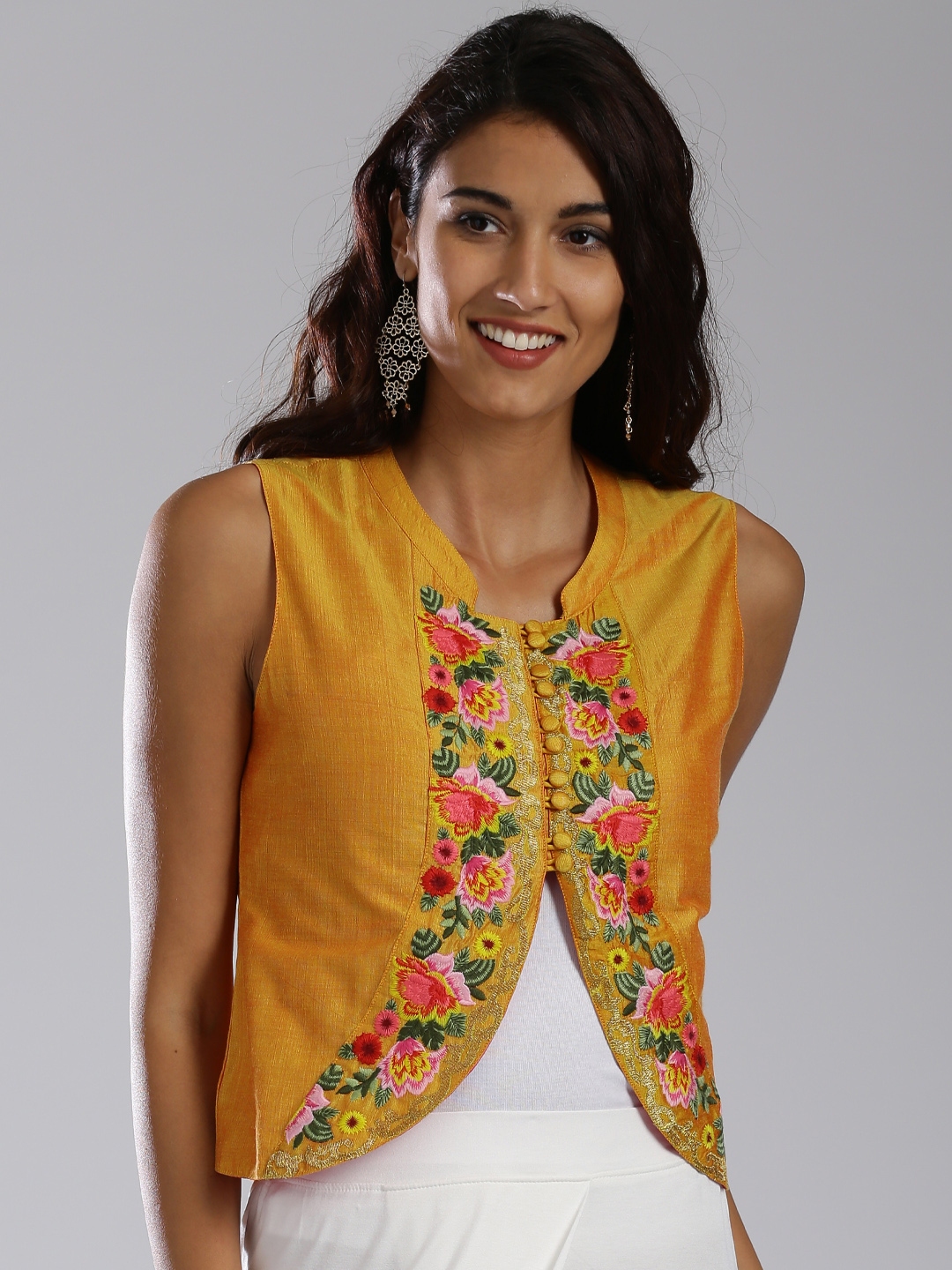 Embroidered sleeveless jacket deals