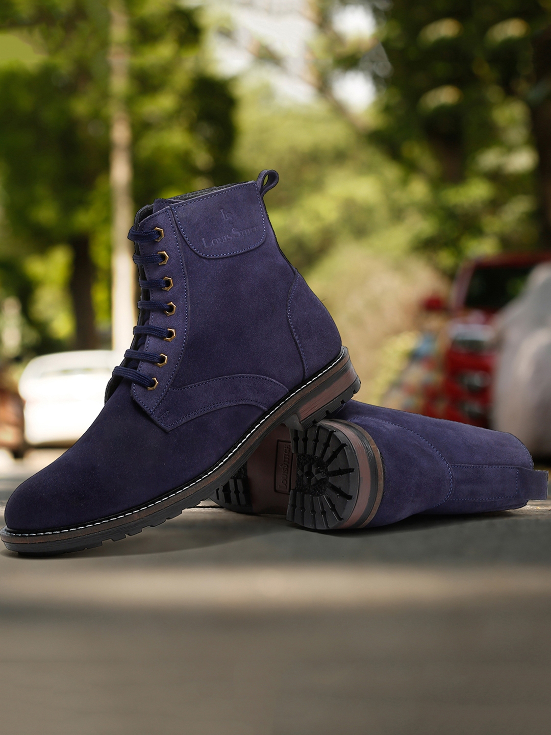 Blue suede boots discount