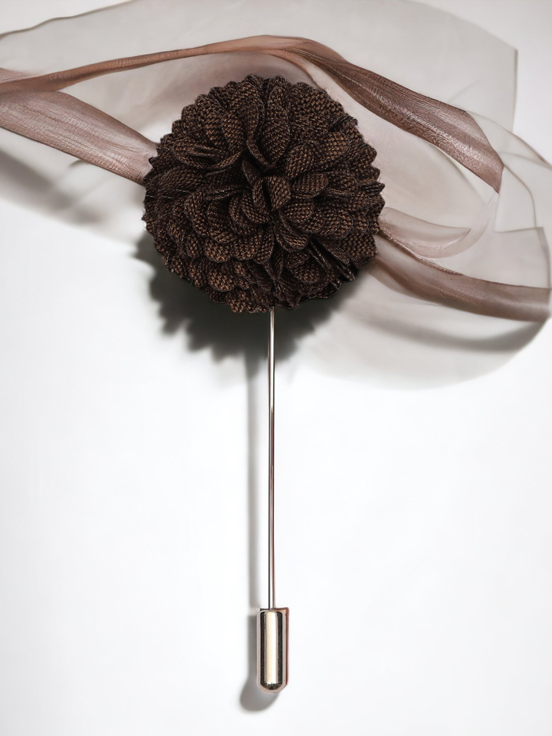 PELUCHE Unisex Brown & Gold Floral Lapel Pin