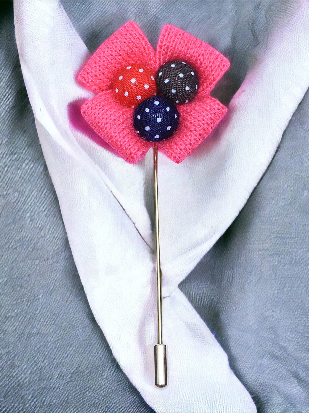 PELUCHE Unisex Pink & Gold Floral Lapel Pin