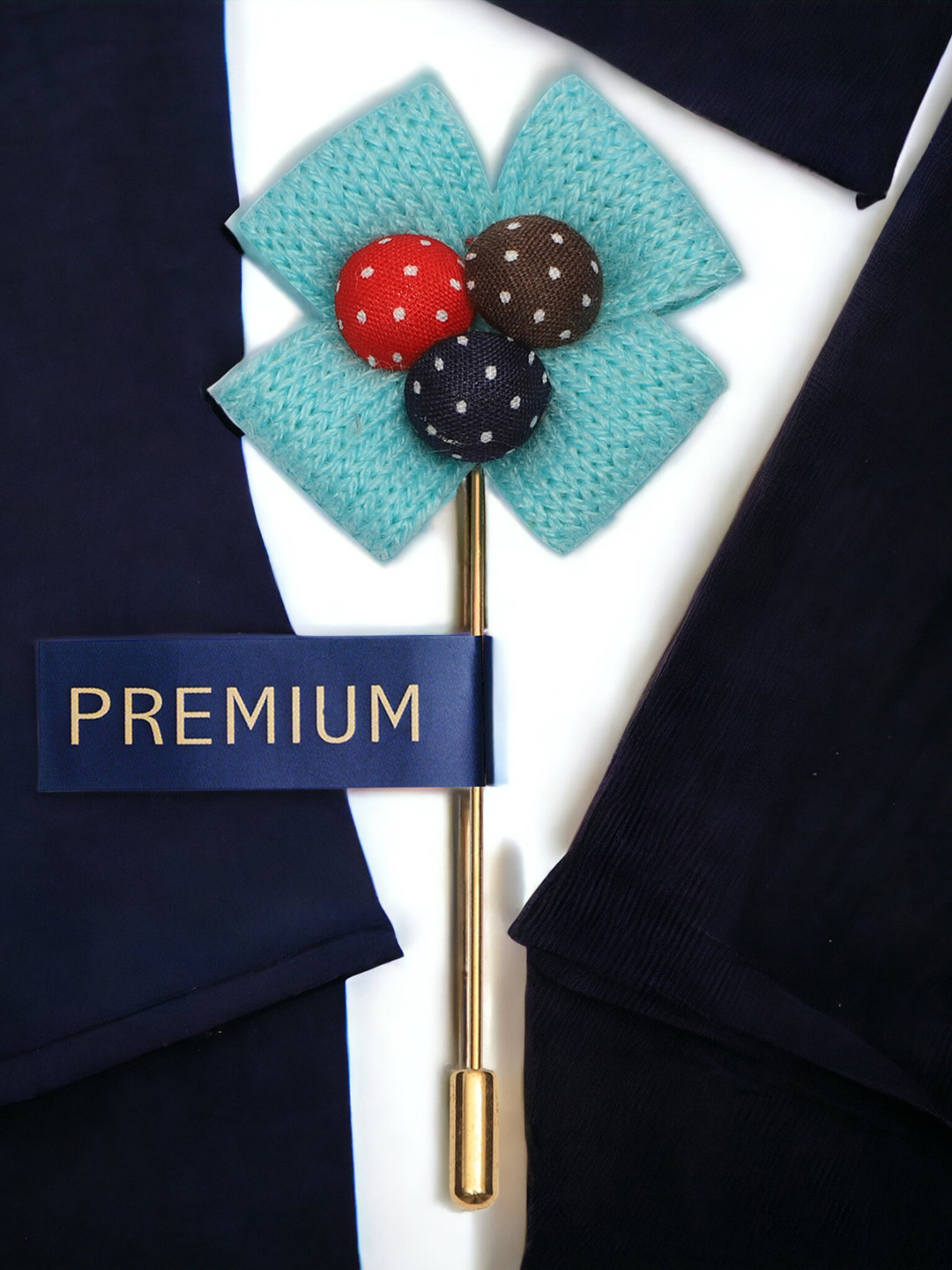 PELUCHE Unisex Blue & Gold Floral Lapel Pin