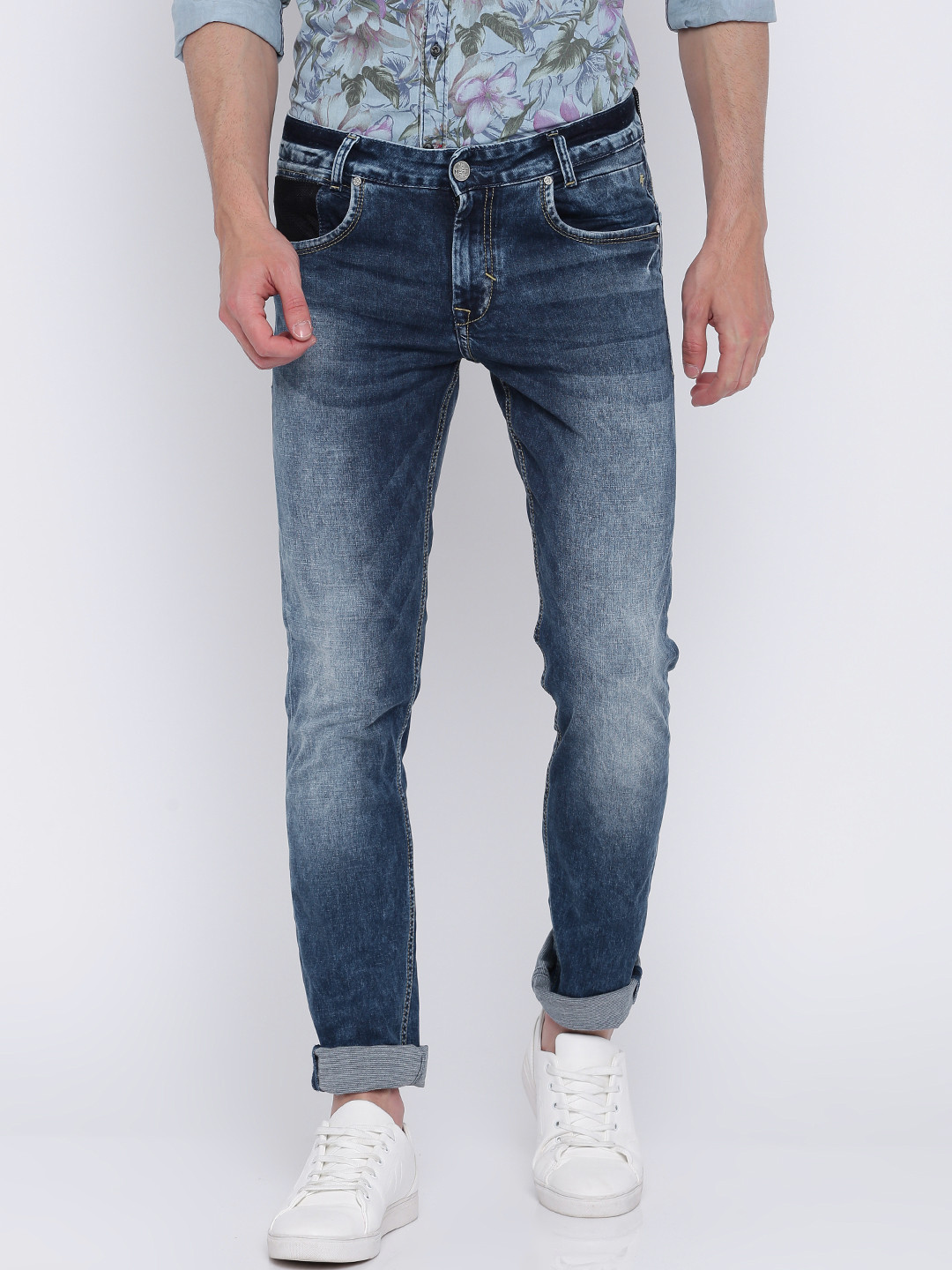 Buy Mufti Blue Super Slim Stretchable 