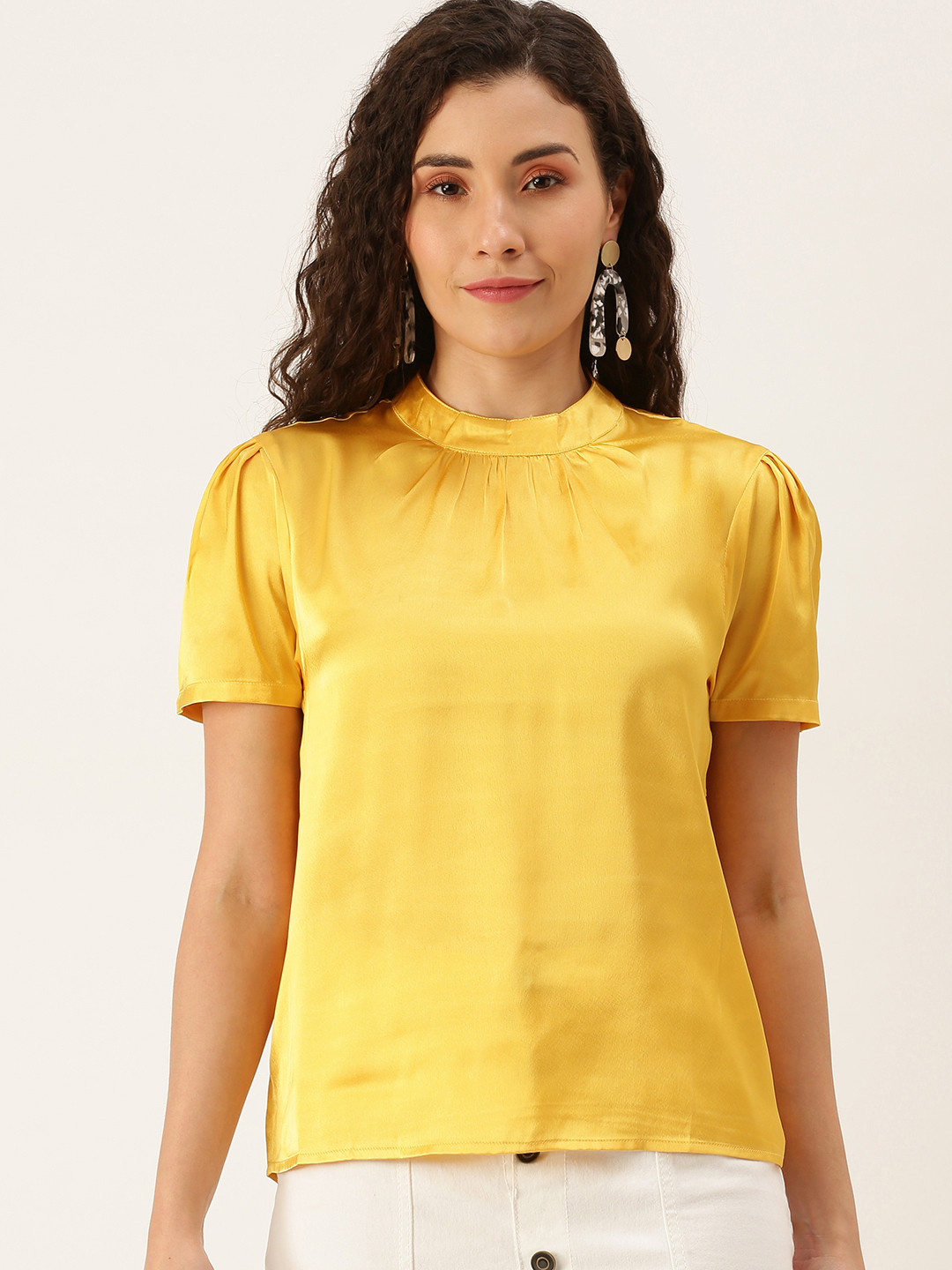 Flying Machine Women Yellow Blouson Top