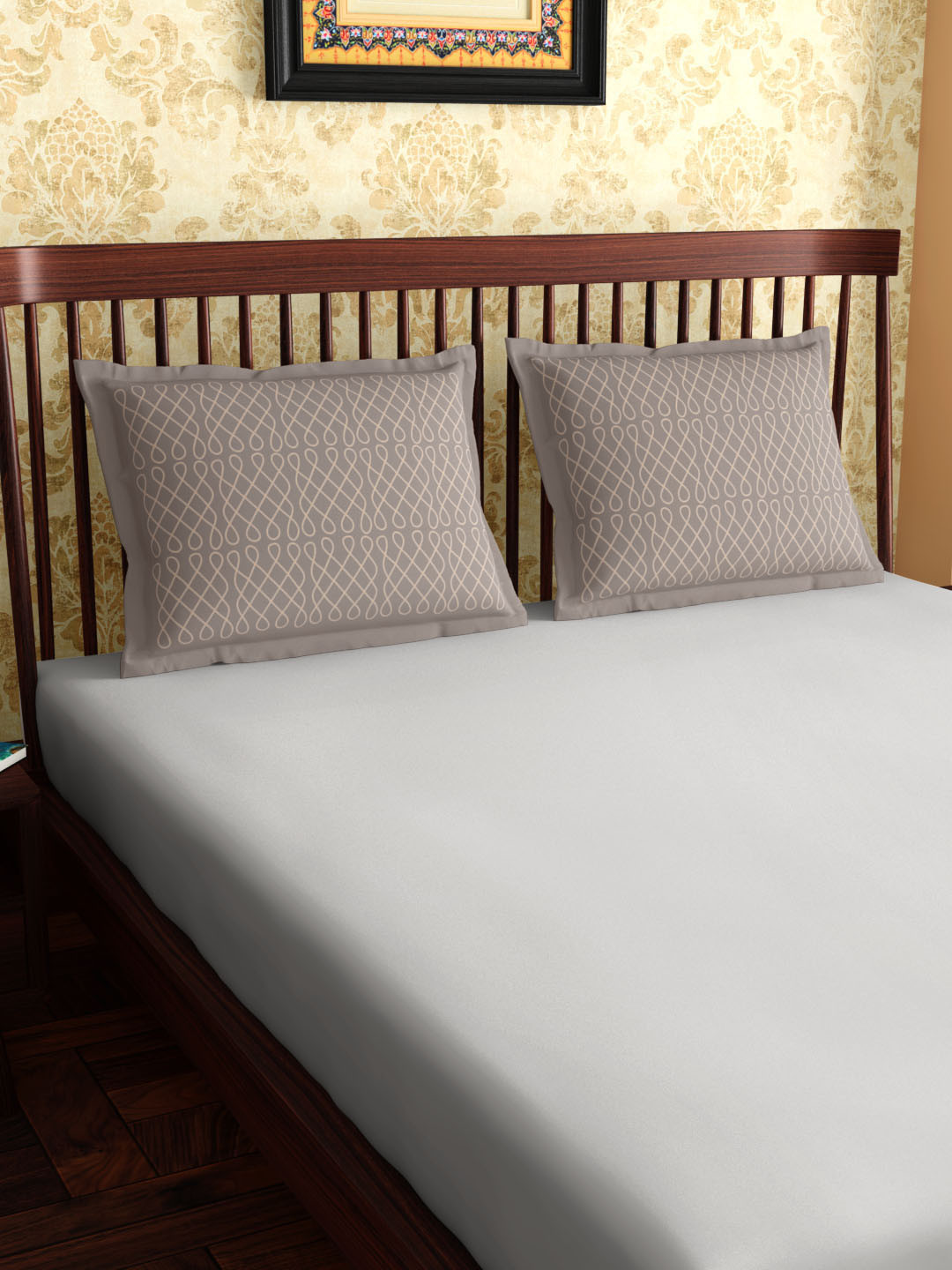 PETAL HOME Set Of 2 Brown Abstract 210 TC Pillow Covers