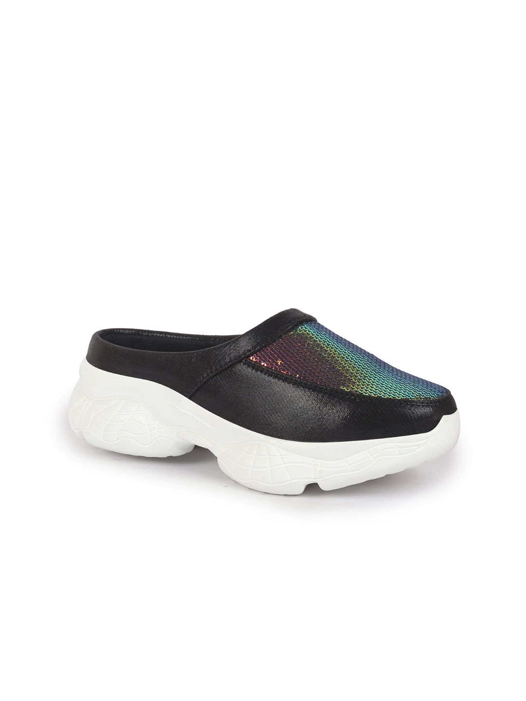 FAUSTO Women Black Embellished Slip-On Sneakers
