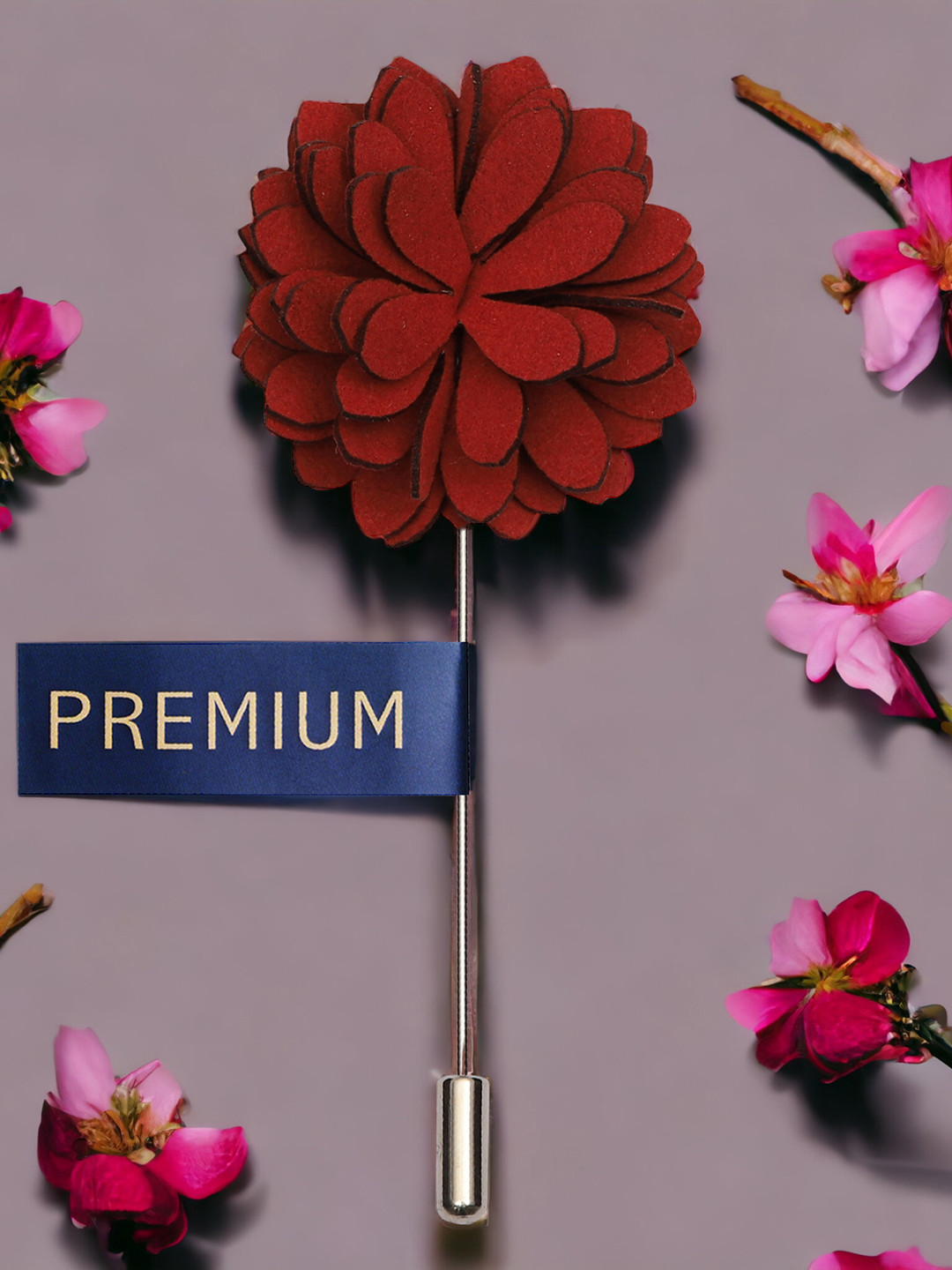 PELUCHE Unisex Maroon Graceful Lapel Pin