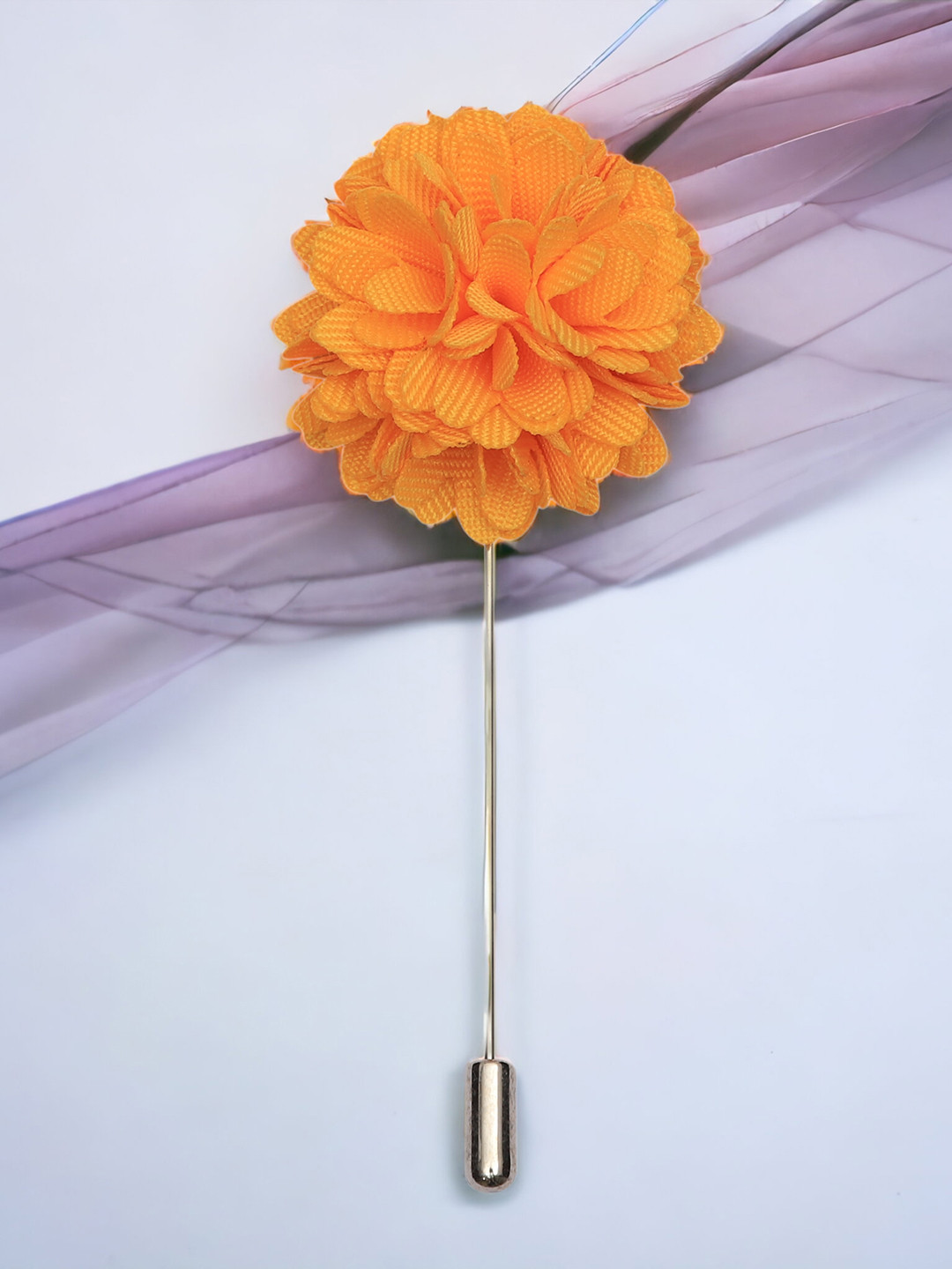 PELUCHE Men Yellow & Silver-Toned Floral Brooch Lapel Pin