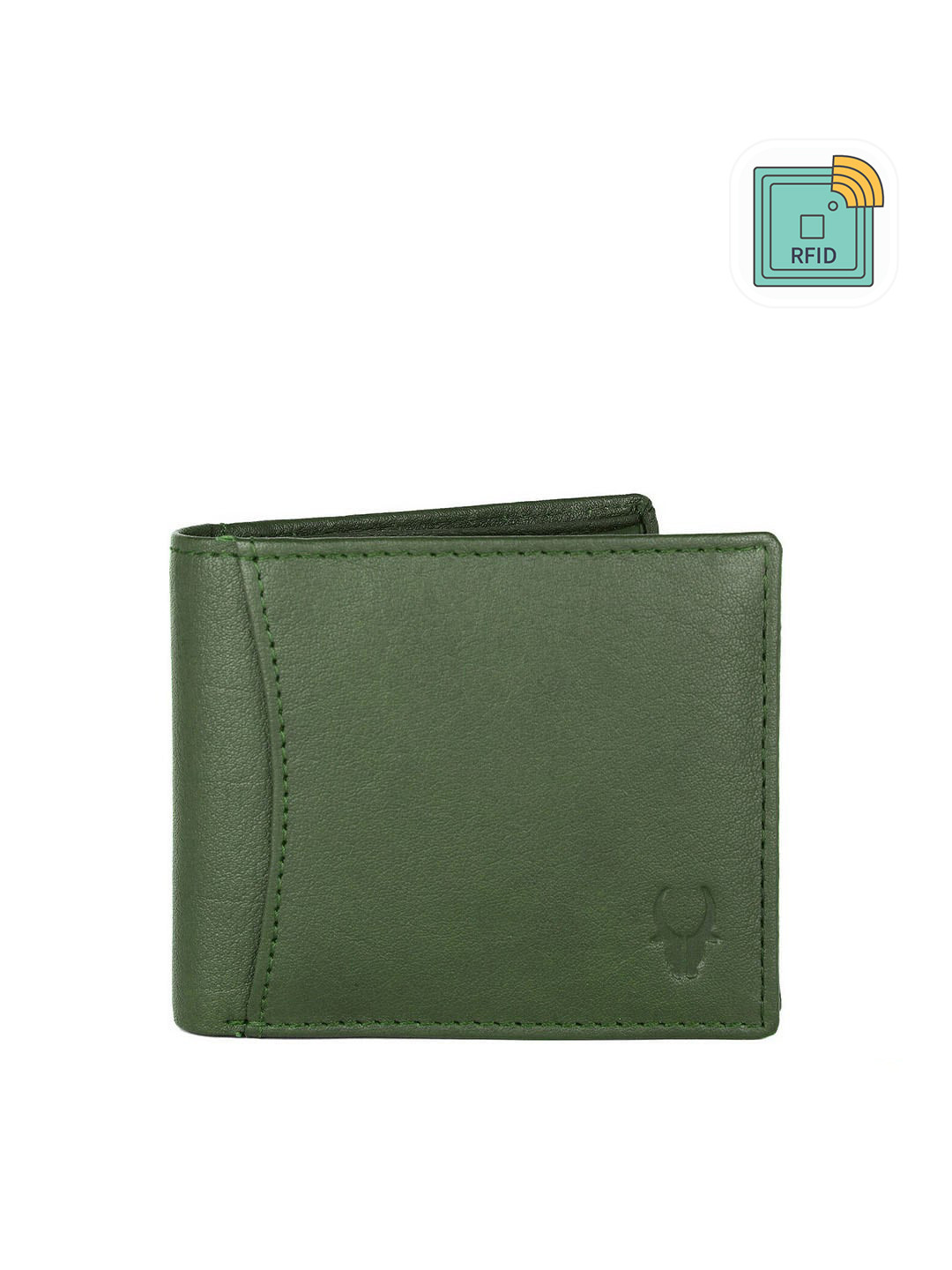 WildHorn Men Olive Green Solid Two Fold Wallet