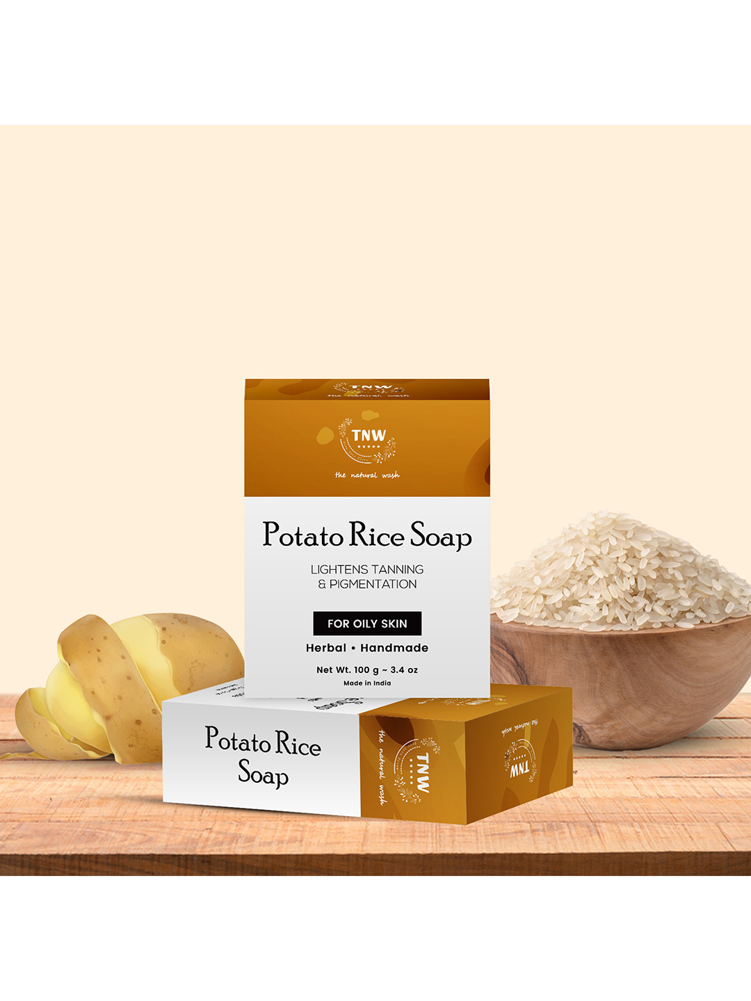 TNW the natural wash Handmade Potato Rice Soap - Tanning Pigmentation & Oily Skin - 100 gm