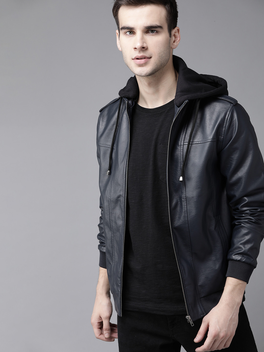 Roadster Men Navy Blue Solid Tailored Jacket