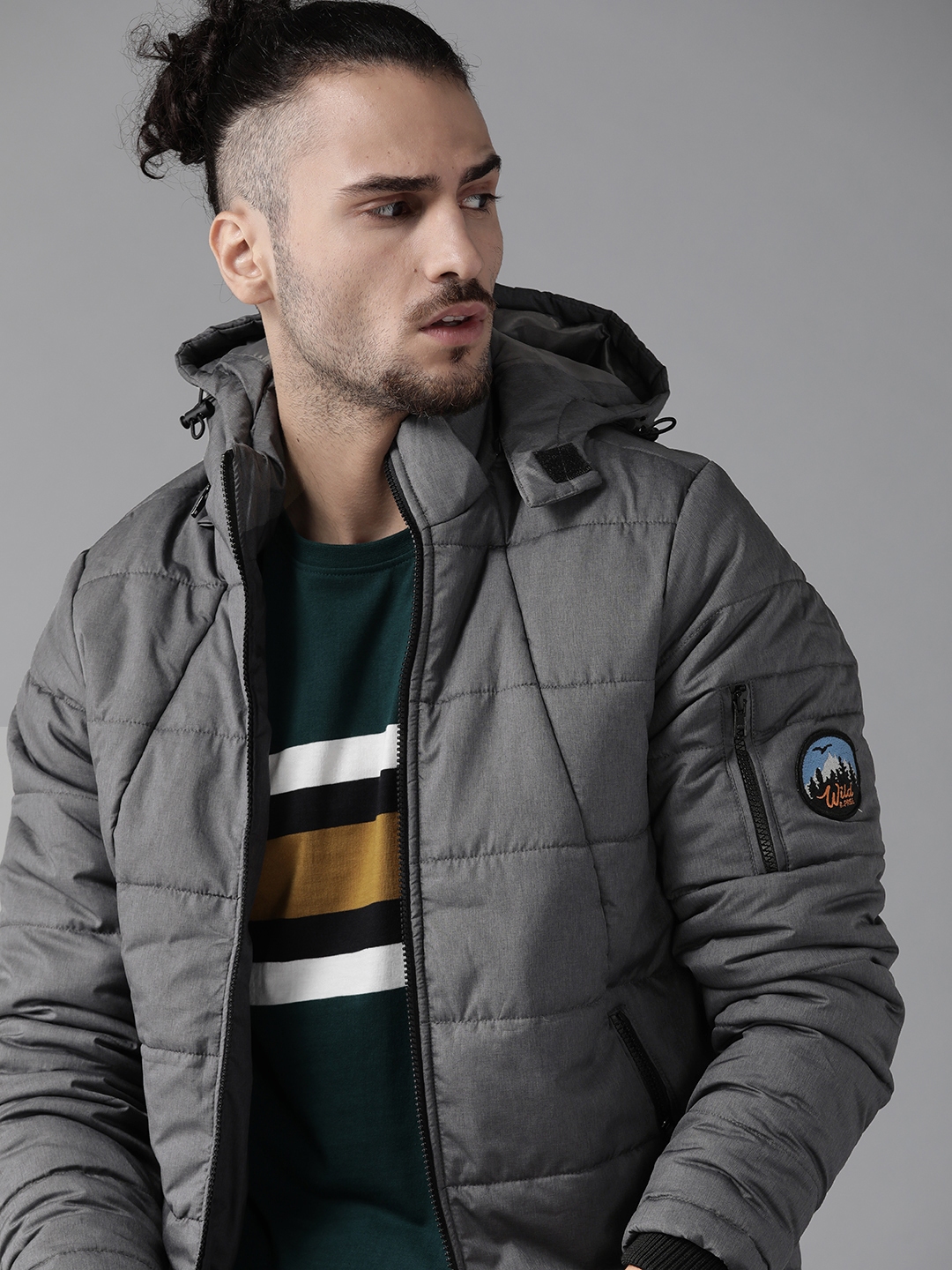 Buy Roadster Men Charcoal Grey Solid Padded Jacket Jackets for Men 14373736 Myntra