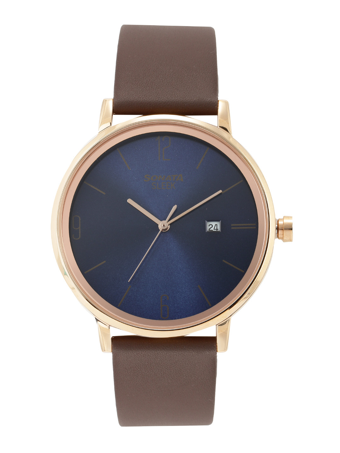 Sonata Men Blue Dial & Brown Synthetic Straps Analogue Watch NN7131WL03