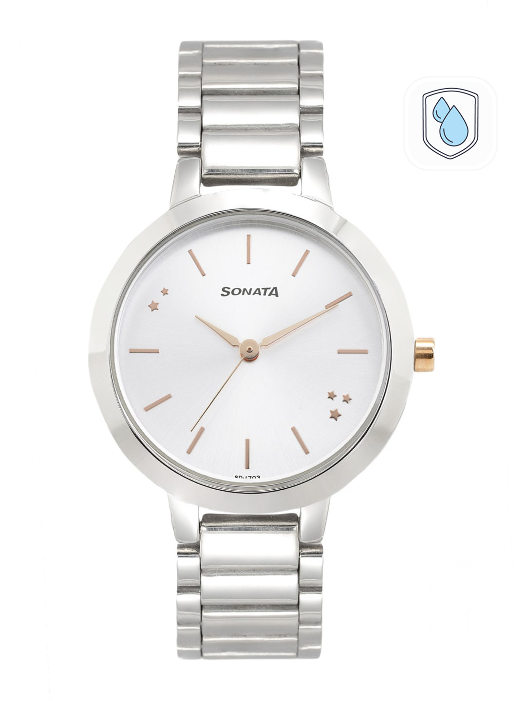 Sonata Women Silver-Toned Bracelet Style Analogue Watch NN8141KM02