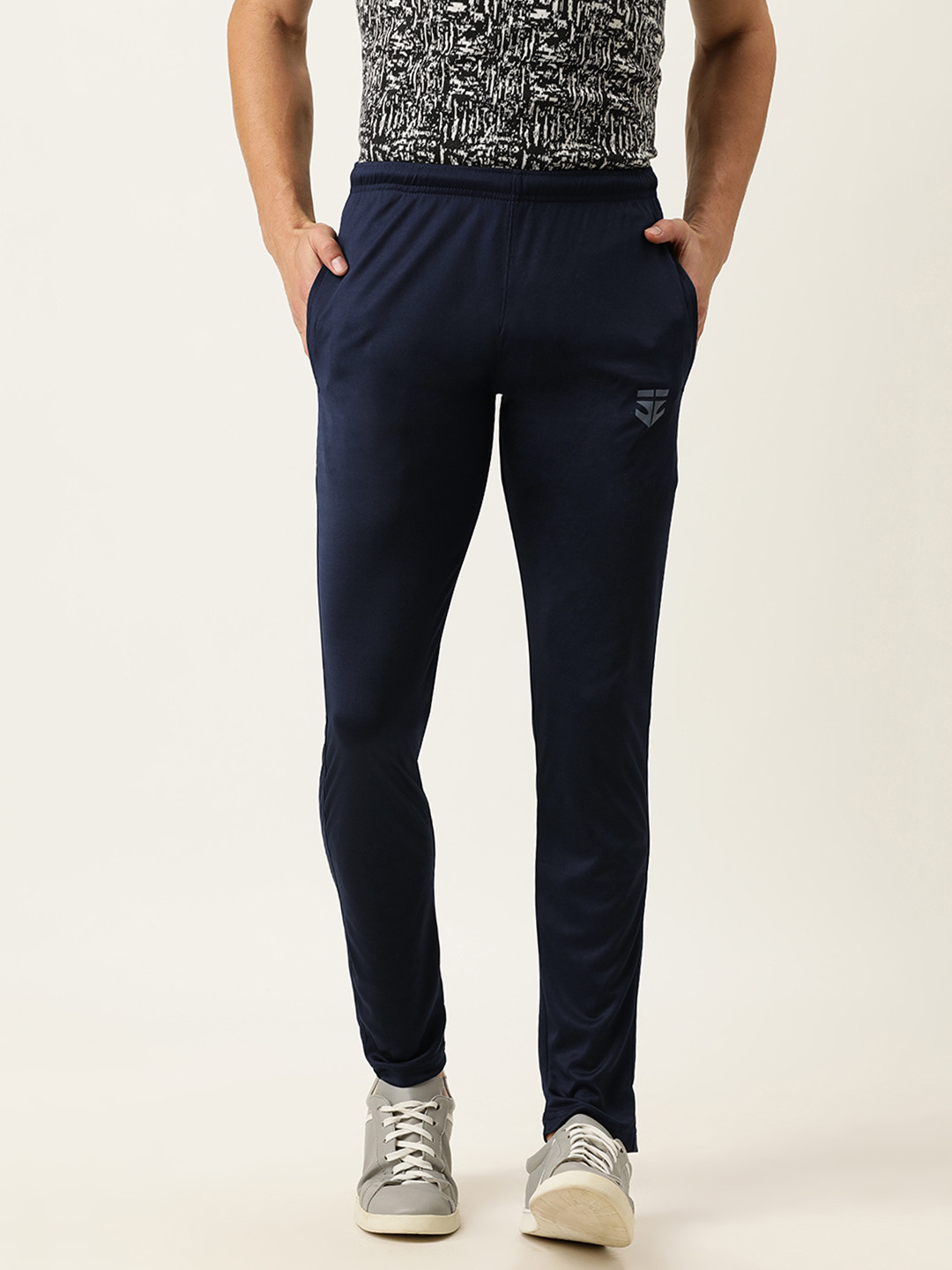 Sports52 wear Men Navy Blue Solid Slim Fit Track Pants