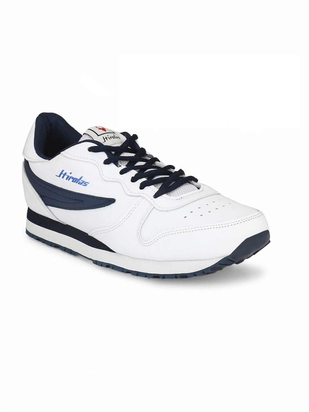 HIROLAS Men White & Navy Blue Running Shoes