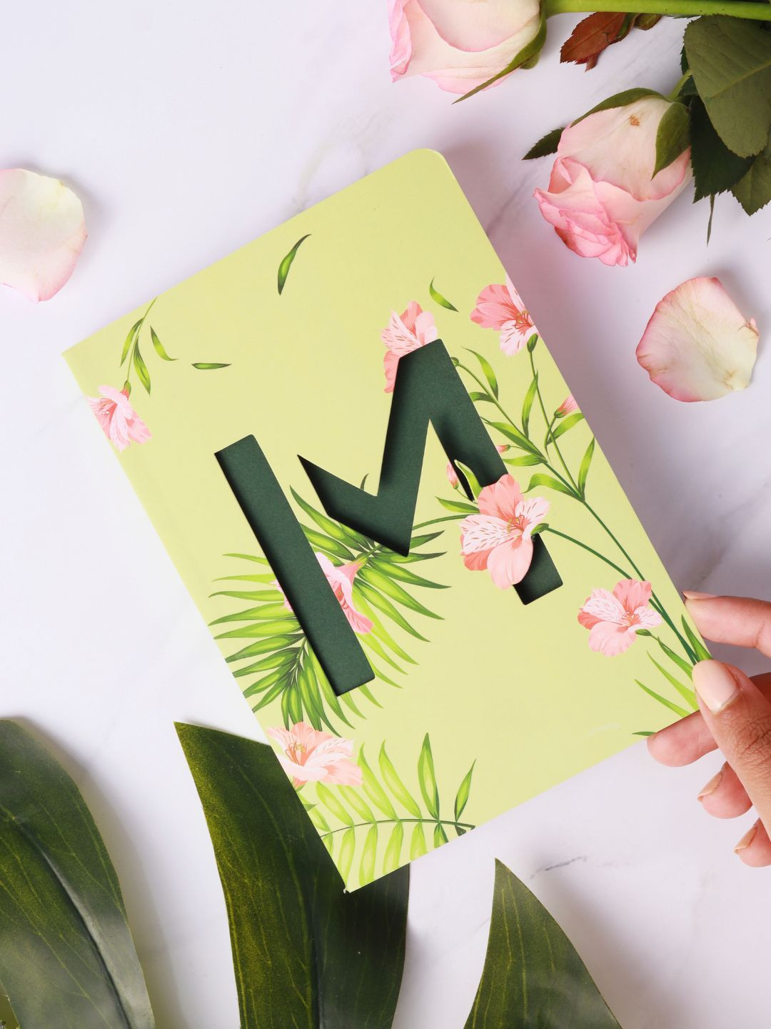 Doodle Green & Black Initial M Monogram Printed Soft Bound Diary