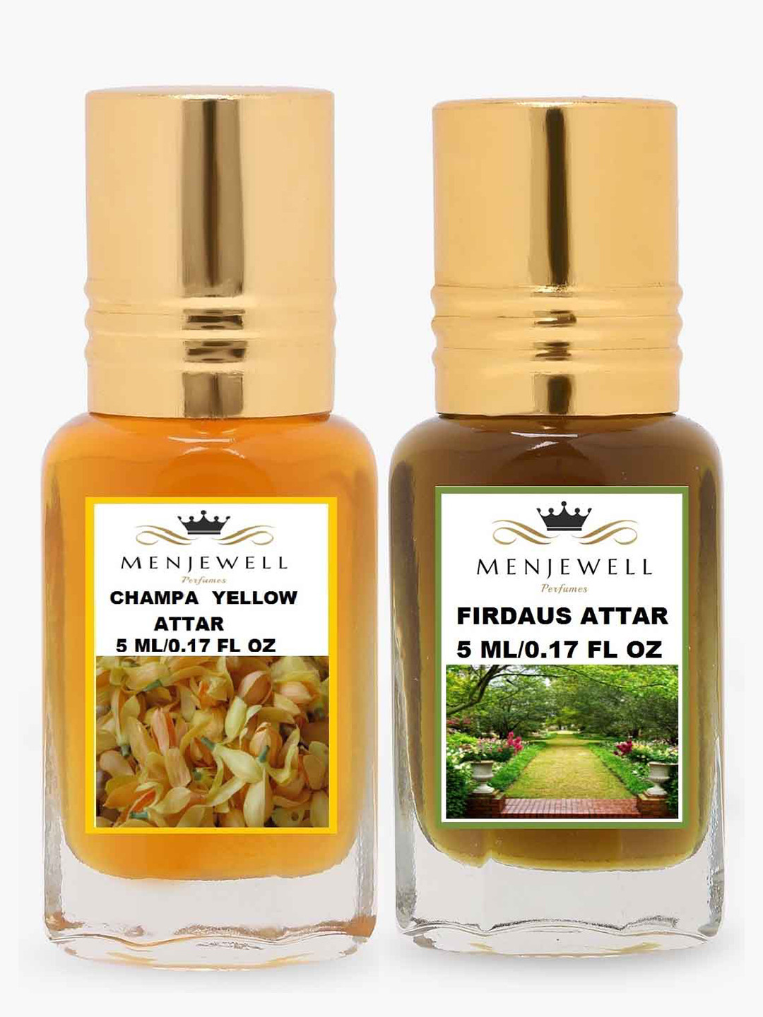 Menjewell Pack of 2 Attar Champa Yellow And Firdaus 5 ml