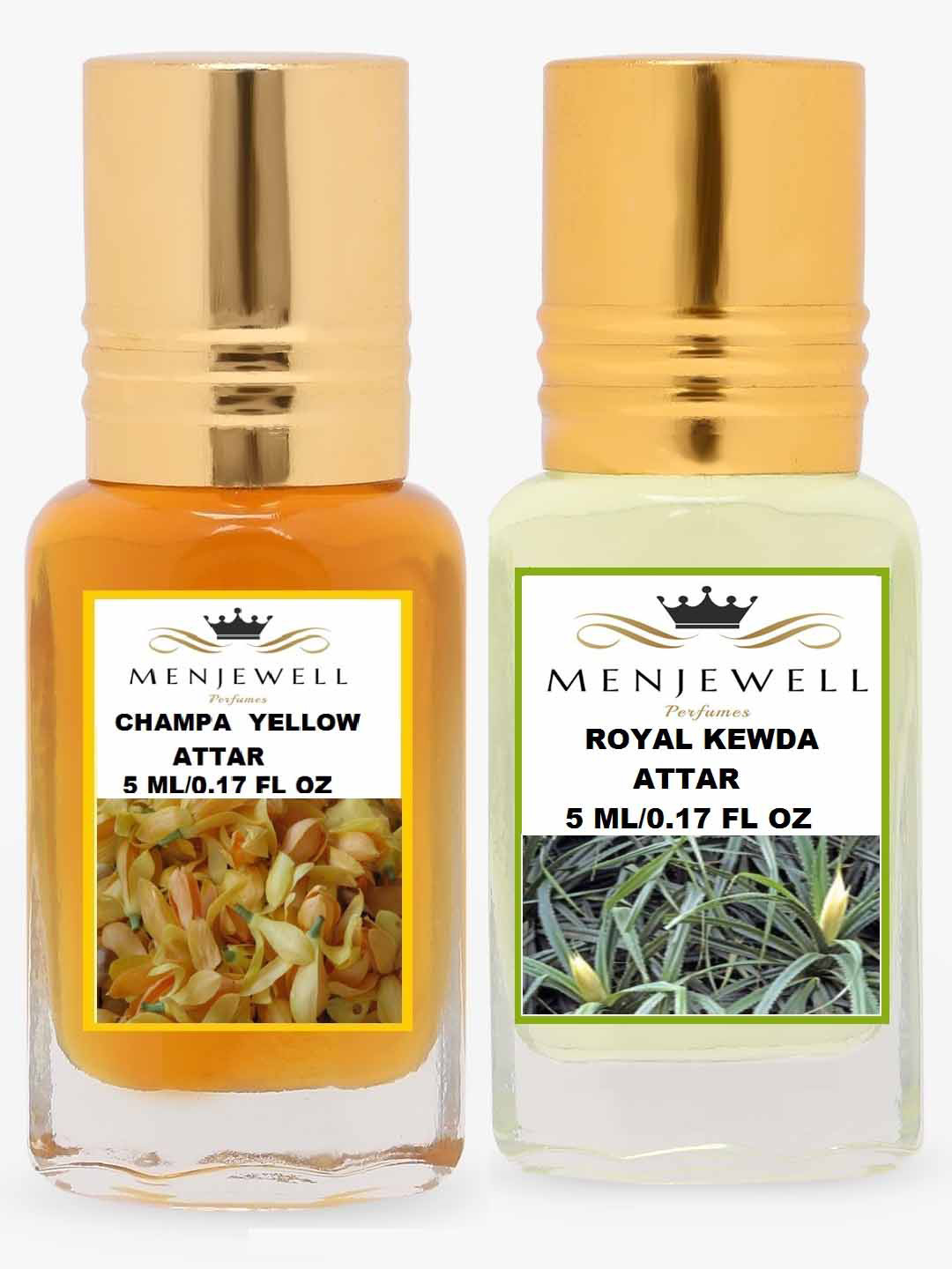 Menjewell Set of 2 Champa Yellow & Royal Kevda Attar 10 ml