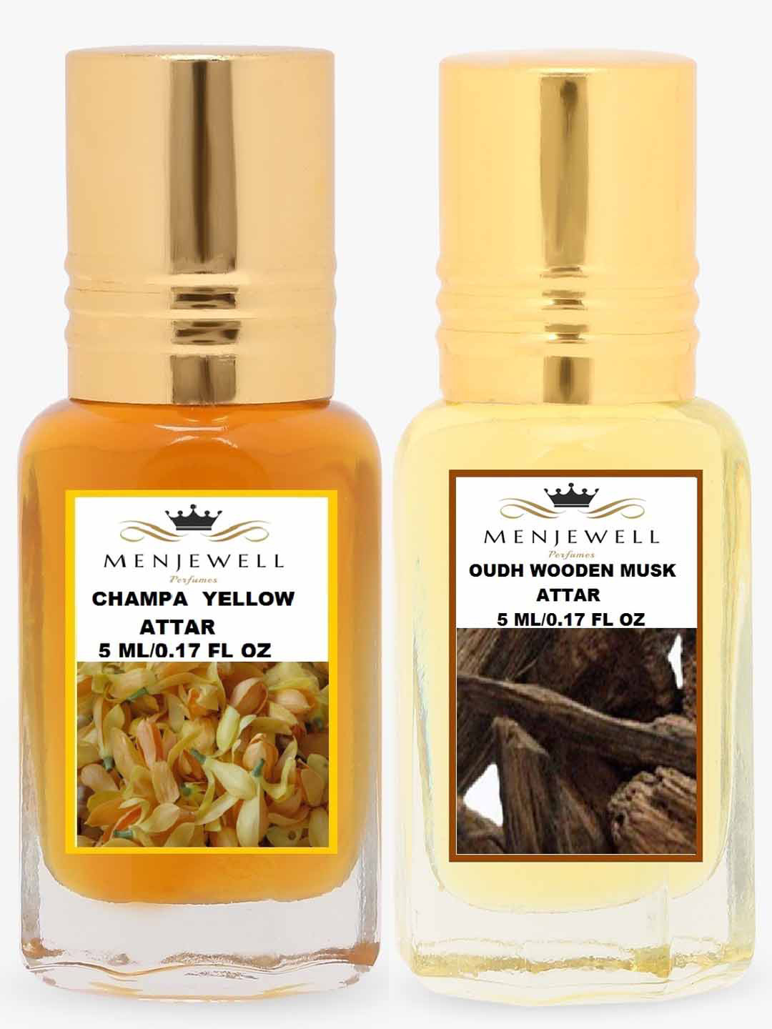 Menjewell Champa & Oudh Wooden Musk Attar Perfume Each 5ml