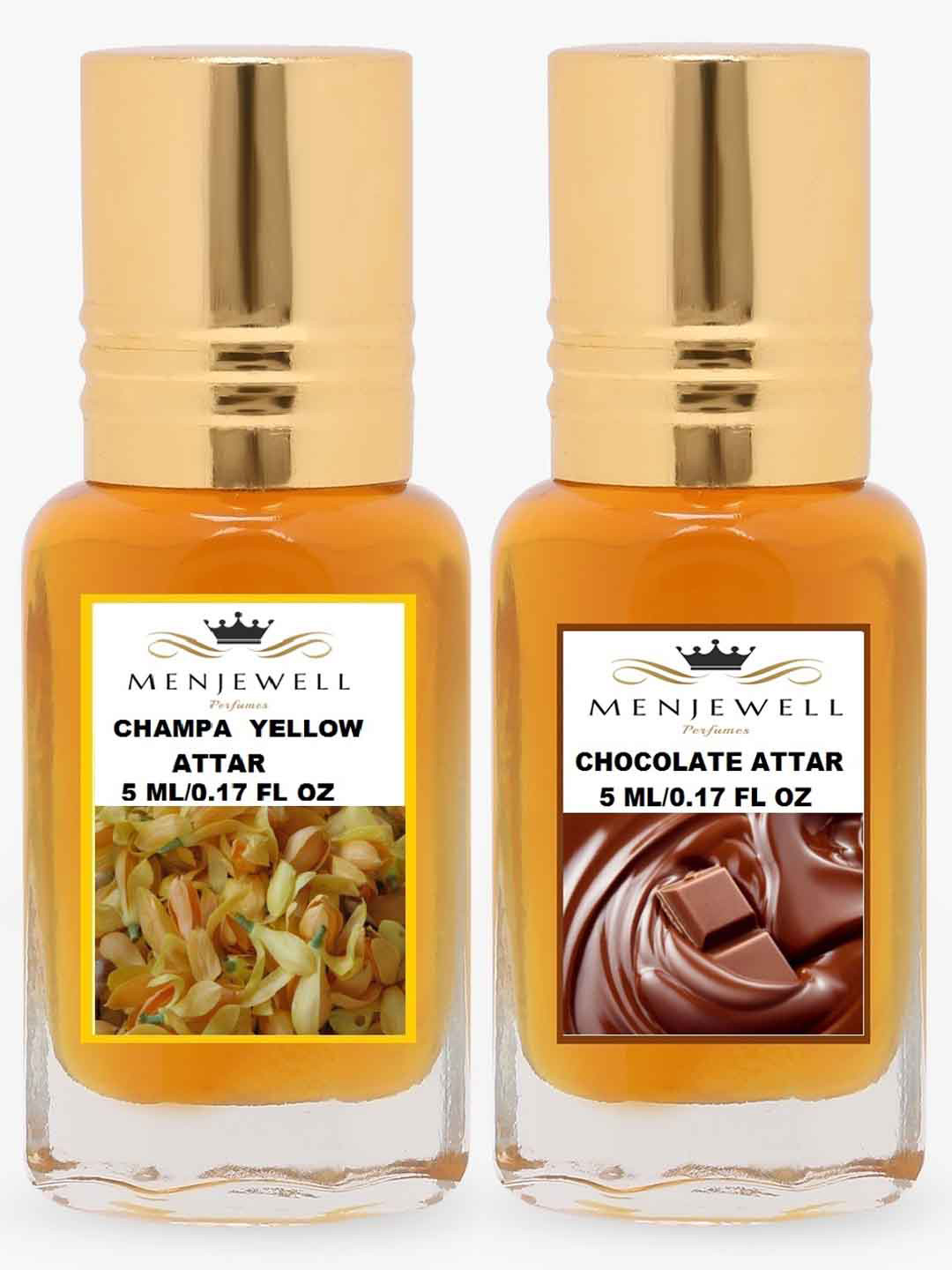 Menjewell Pack of 2 Attar Champa Yellow And Chocolate 5 ml