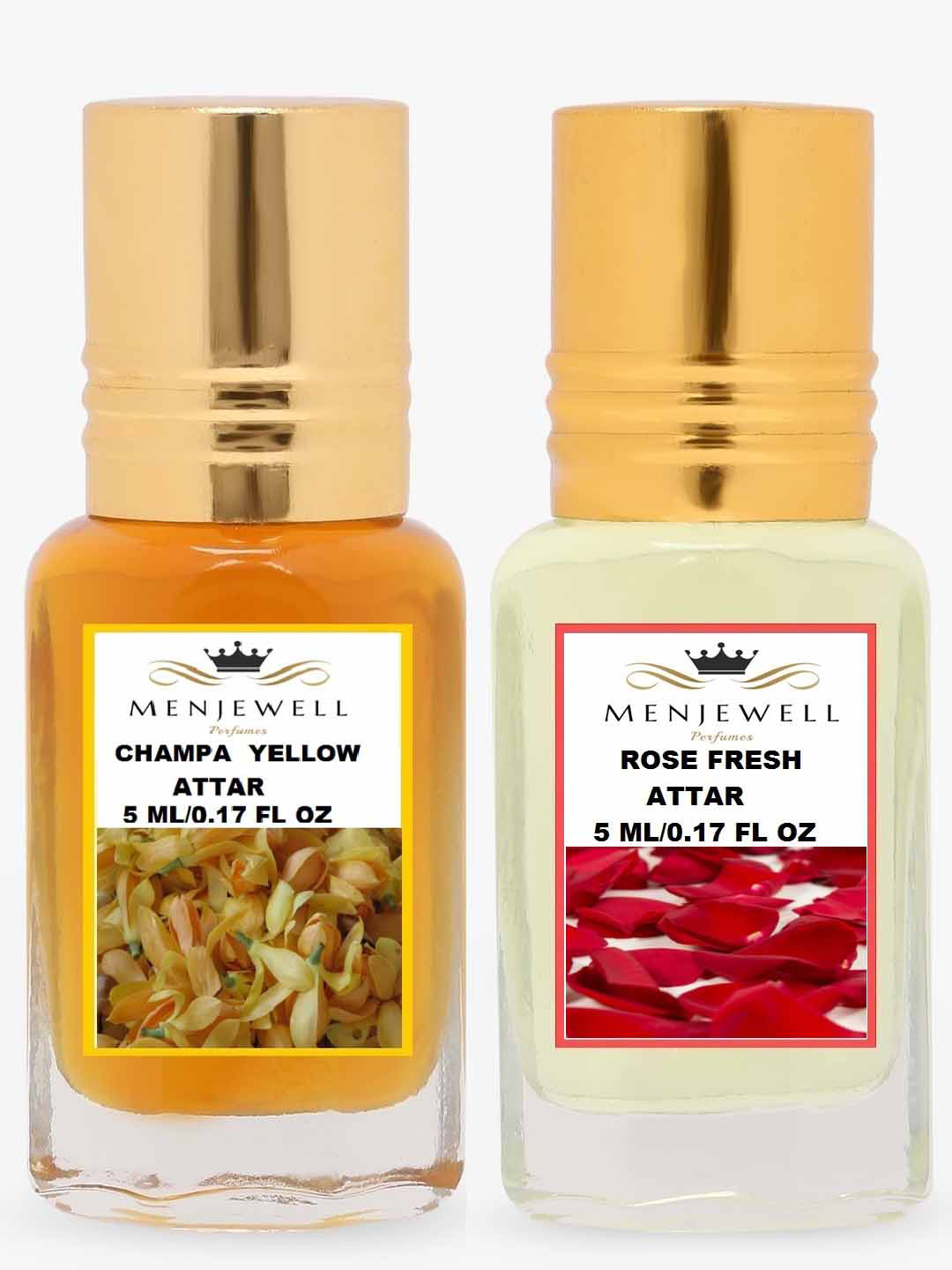 Menjewell Pack Of 2 Champa Yellow & Rose fresh Attar