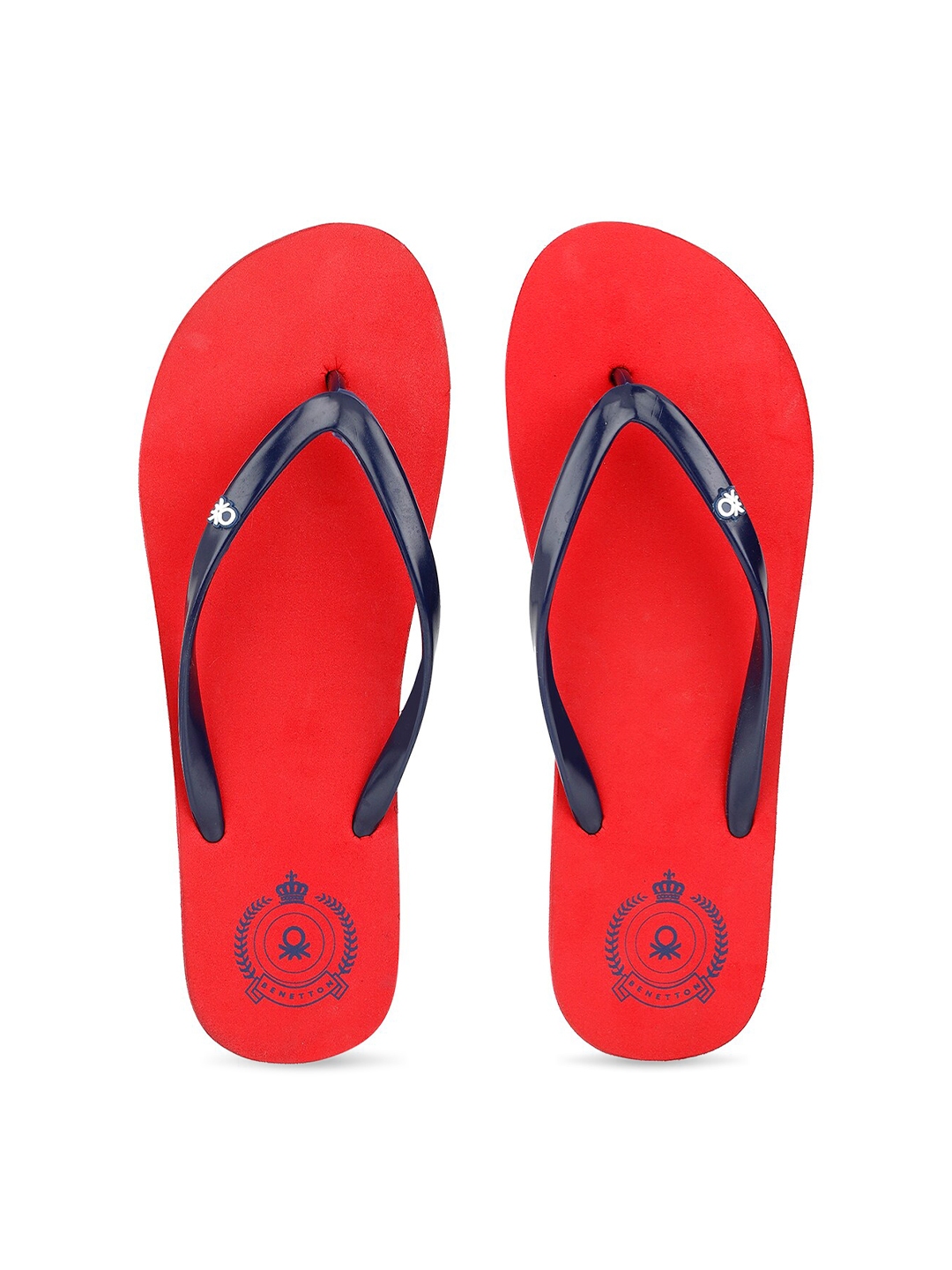 Red and blue flip flops sales
