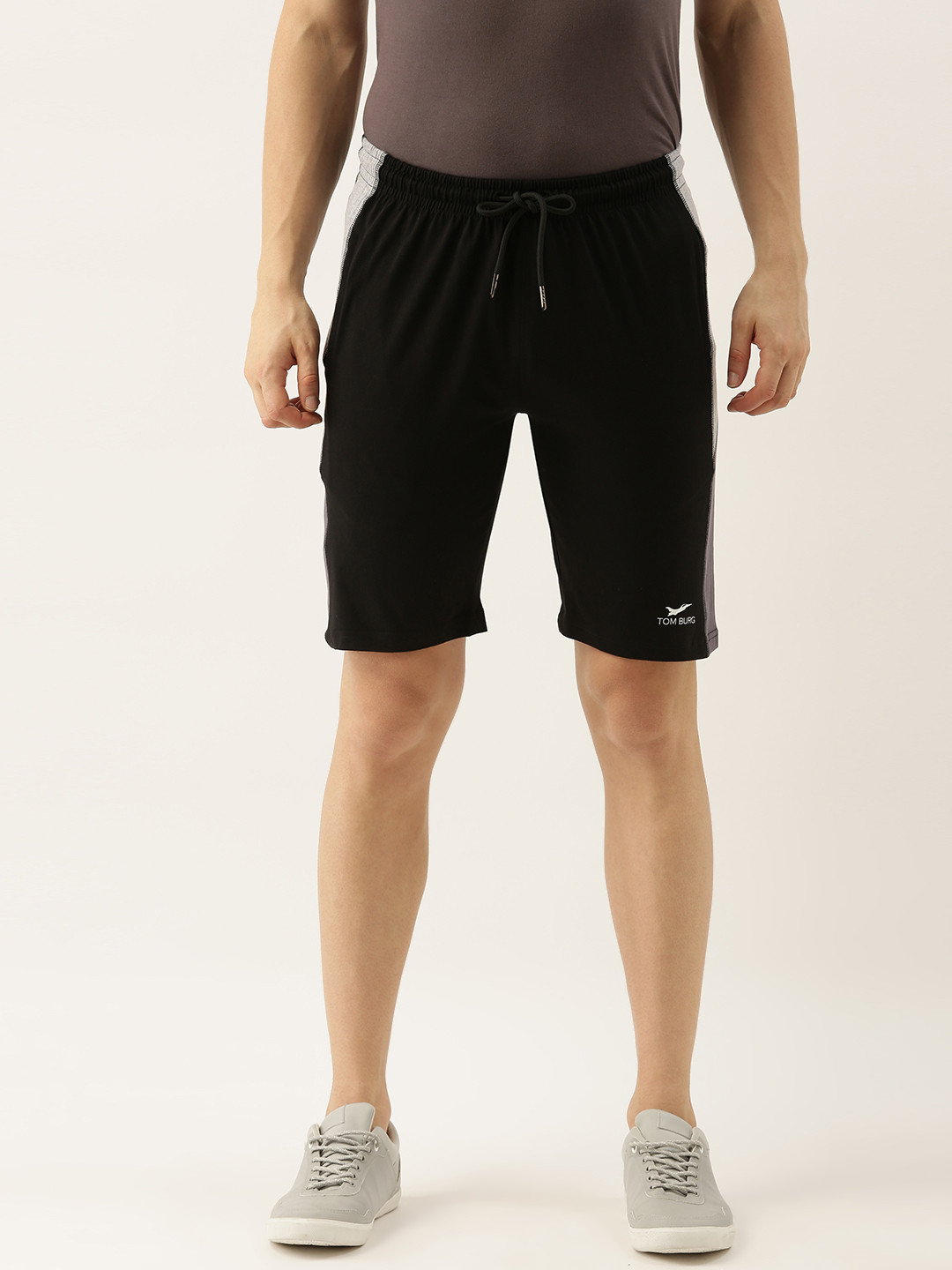 TOM BURG Men Black Mid-Rise Regular Shorts