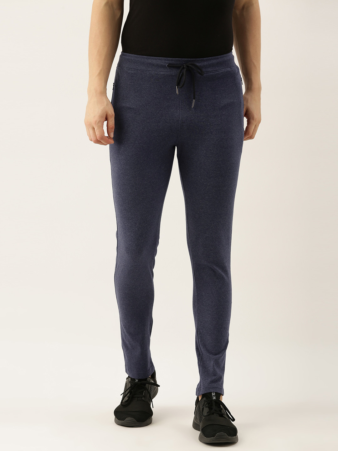 TOM BURG Men Blue Solid Slim Fit Track Pants