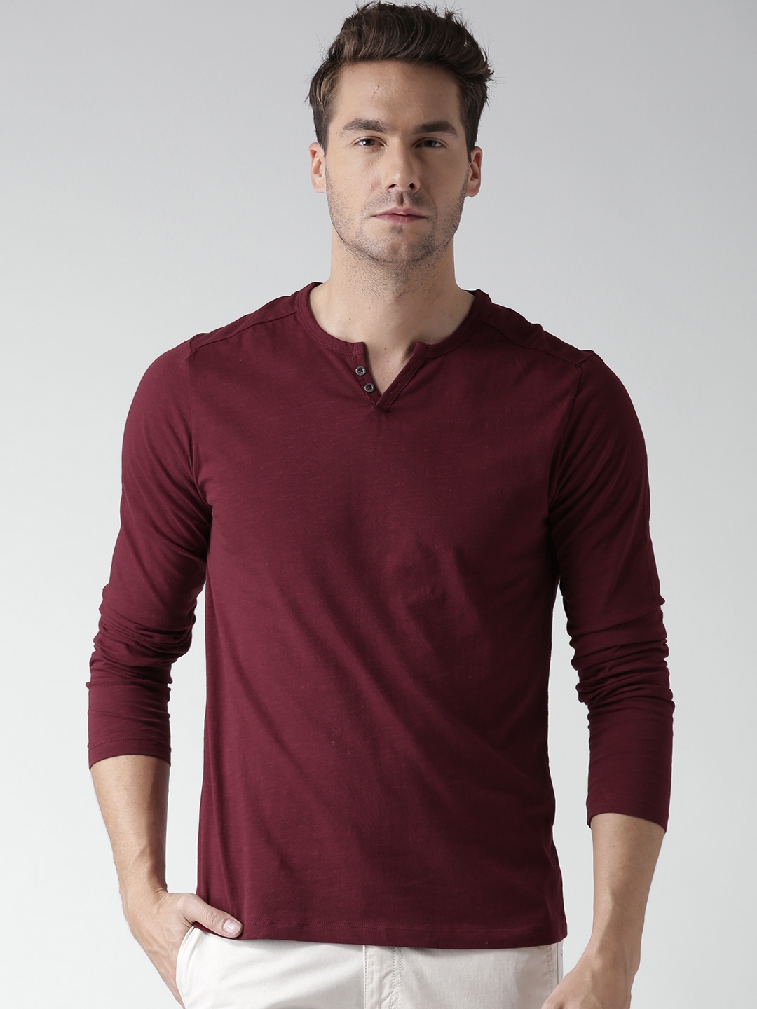 celio maroon shirt