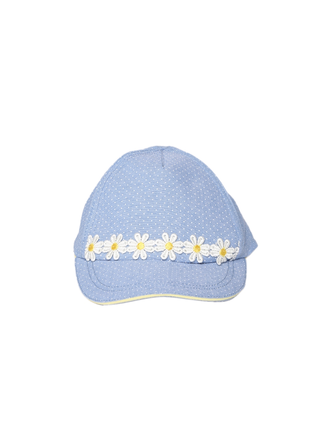 mothercare Girls Blue Dot Print Floral Cap