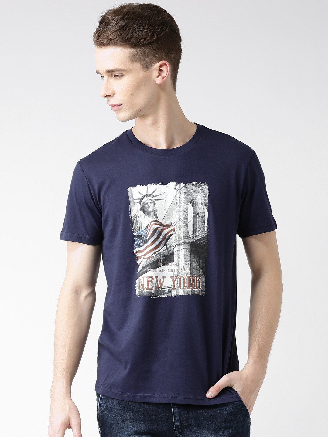 Buy Metersbonwe Navy Printed Pure 
