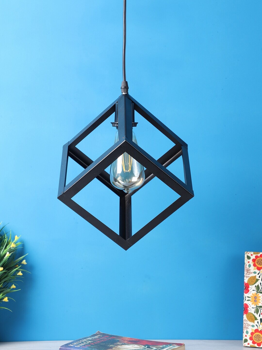EXIM DECOR Black & Brown Solid Contemporary Pendant Lamp