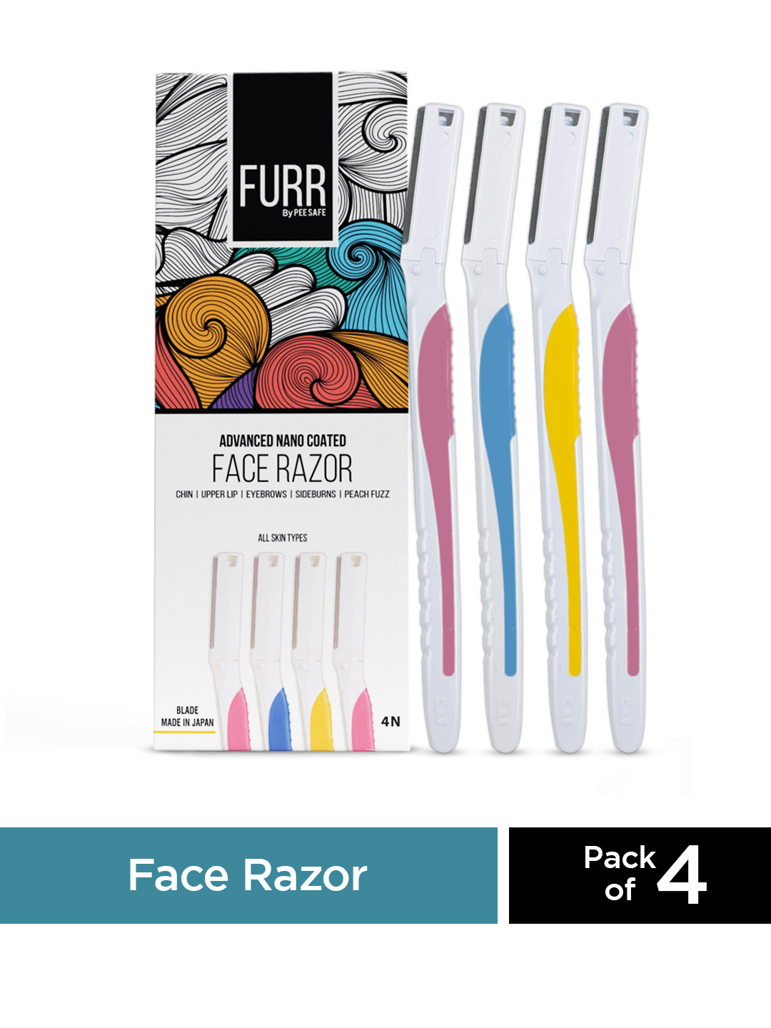 PEESAFE Women Set Of 4 Furr Facial Razors For An Effortless & Safe Shave Experience