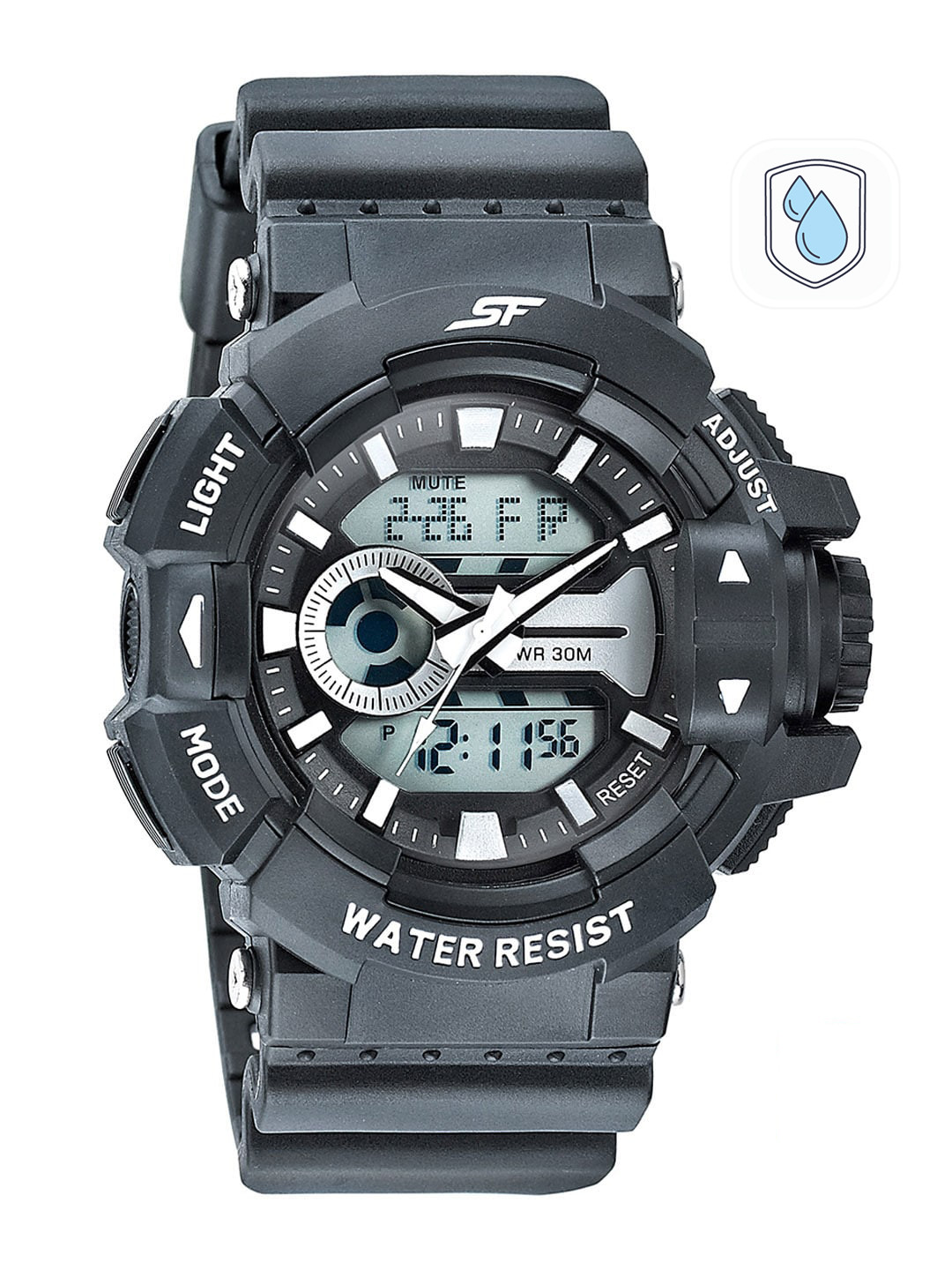 Sf Quartz Analog Digital With Black Dial Watch For Men - Nt77118pp01w