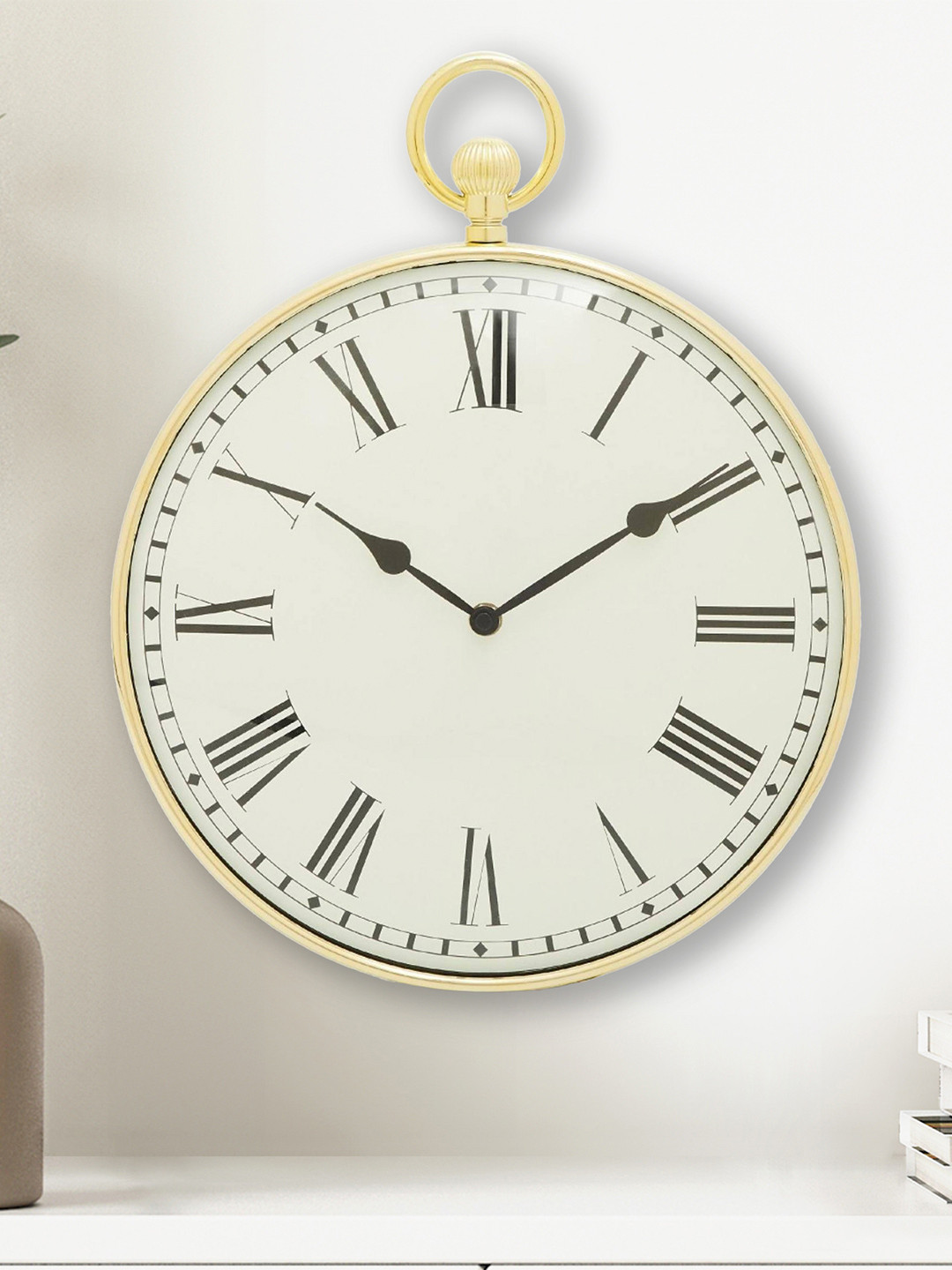 Home Centre White & Gold Traditional Wall Clock