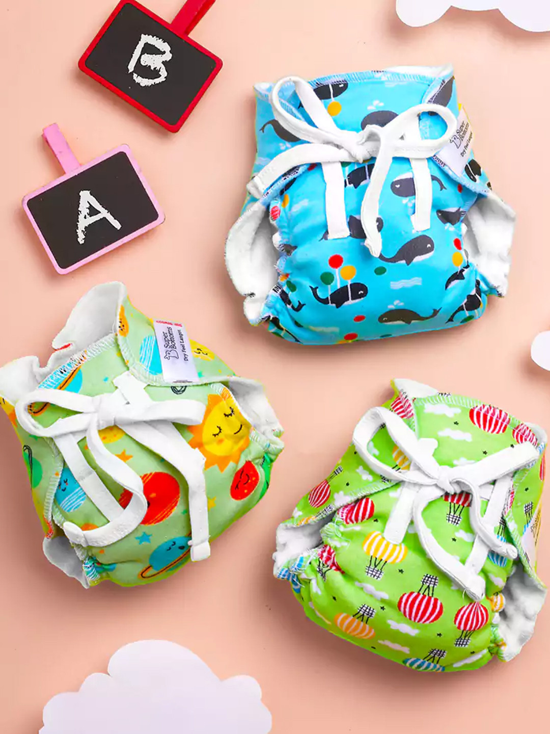 SuperBottoms Infants Organic Cotton Padded DryFeel Baby Langot-Nappy