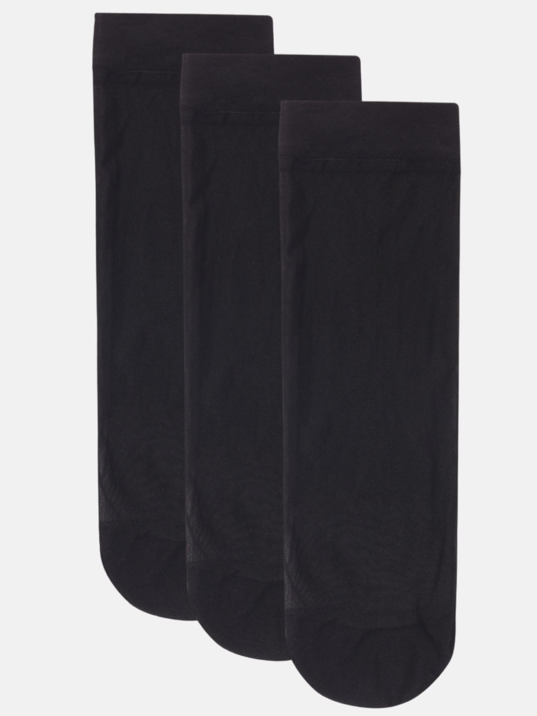 N2S NEXT2SKIN Women Pack Of 3 Black Solid Sheer Ankle-Length Socks
