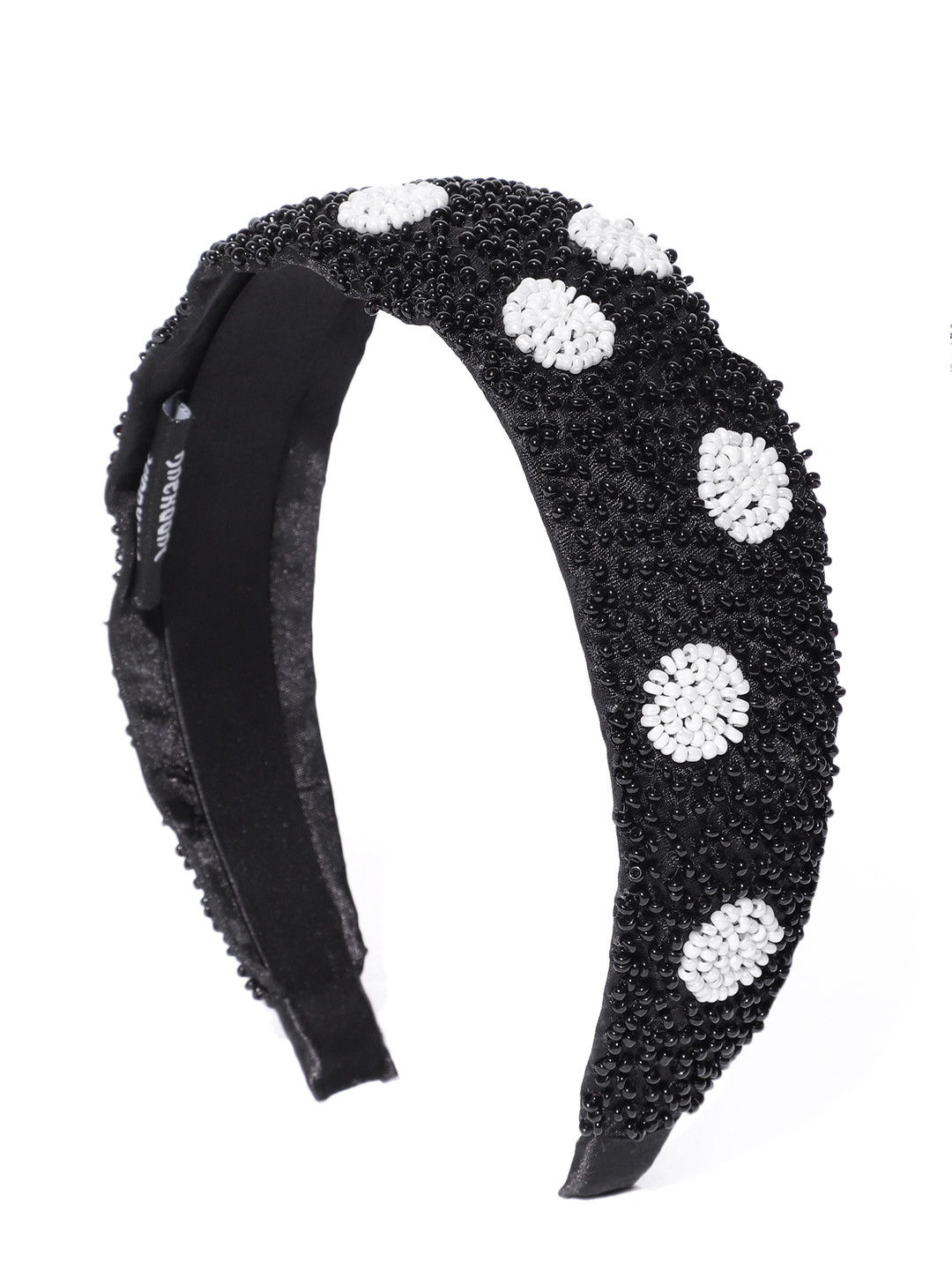 Anekaant Women Black & White Beaded Hairband