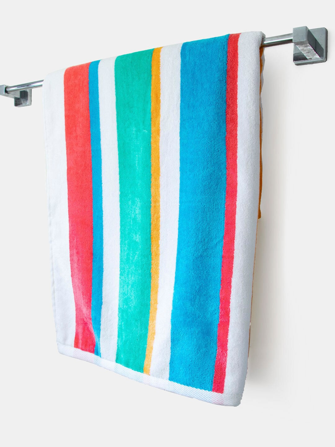 St Cloud Women Blue & White Striped 450 GSM Pure Cotton Bath Towel