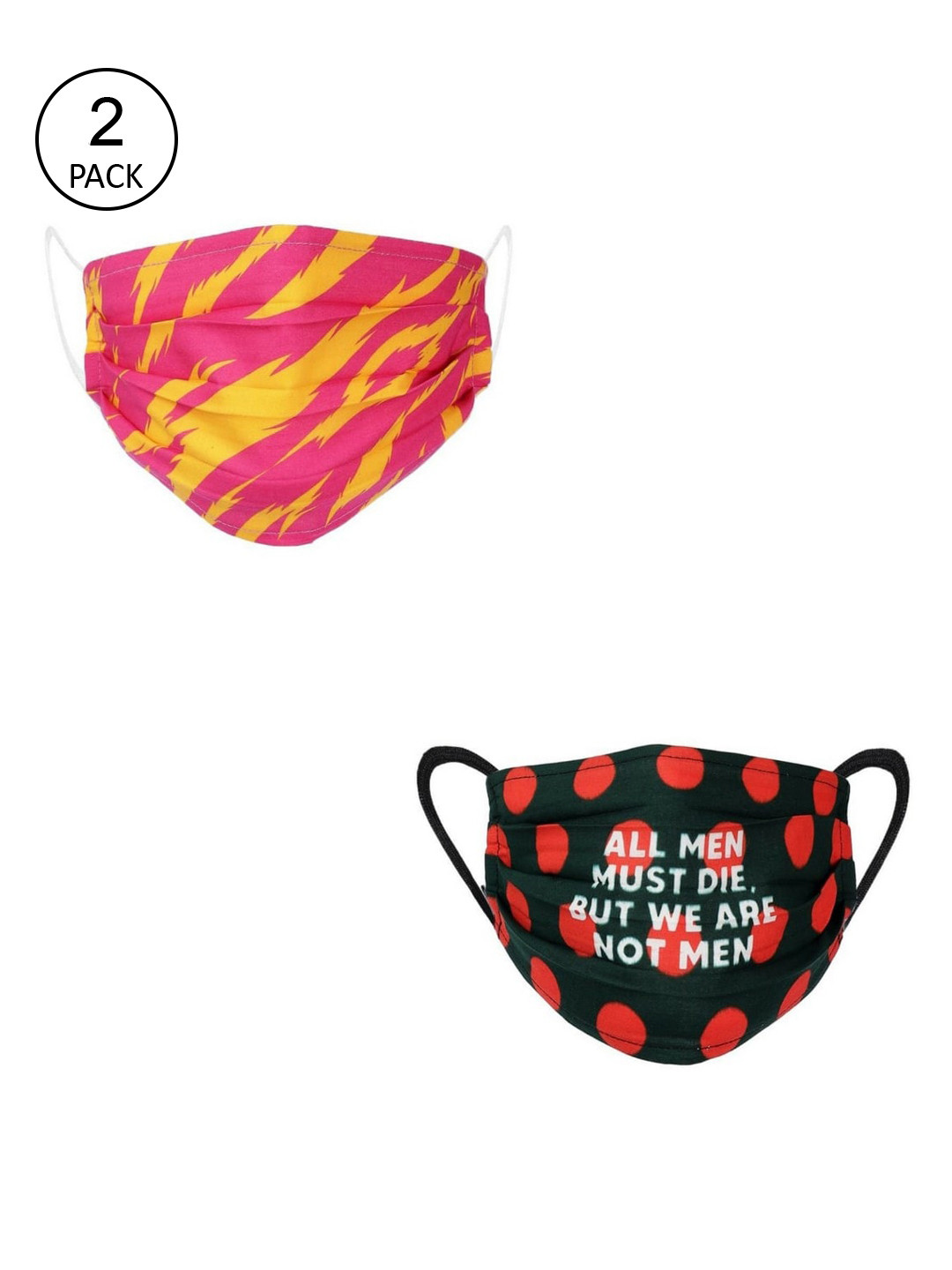 LIVE IT SAFE Unisex Pack Of 2 Printed 4-Ply Cotton Reusable Anti-Pollution Cloth Face Masks With Nano Technology