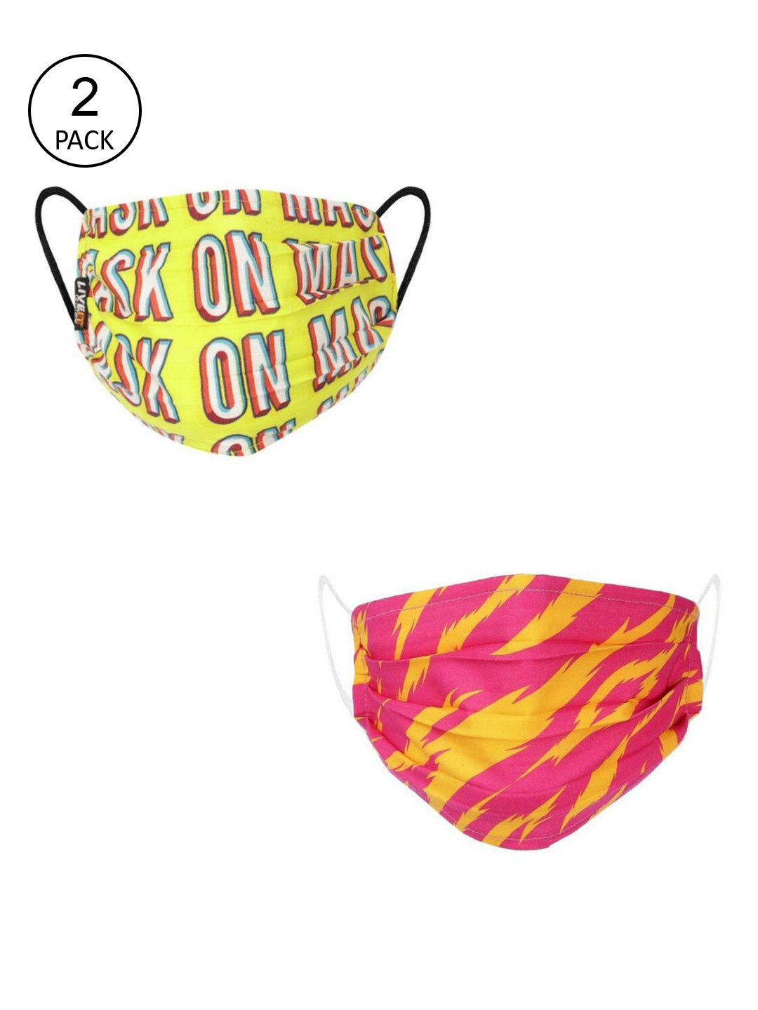 LIVE IT SAFE Unisex 2 Pcs Multicoloured 4-Ply Reusable Nano-Technology Cotton Cloth Masks