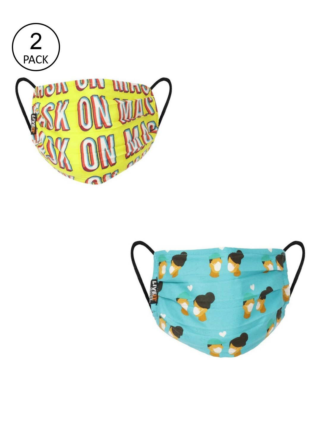 LIVE IT SAFE Unisex Pack Of 2 Printed 4-Ply Cotton Reusable Anti-Pollution Cloth Face Masks With Nano Technology