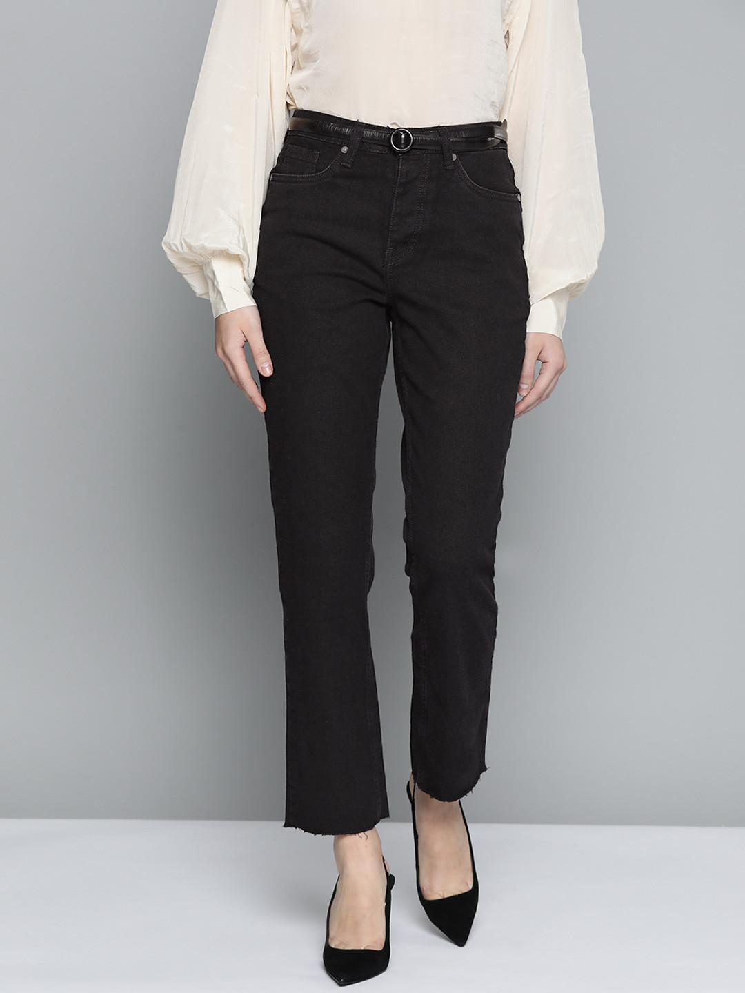 Chemistry Women Black Straight Fit Stretchable Jeans