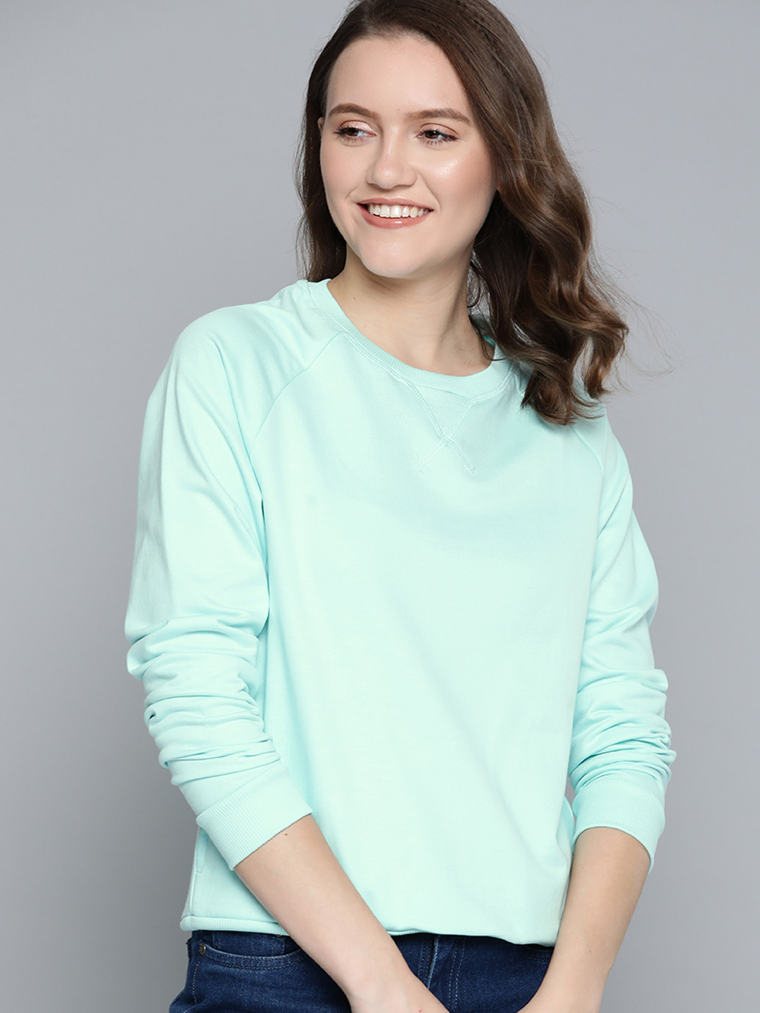 Mast & Harbour Women Sea Green Sweatshirt