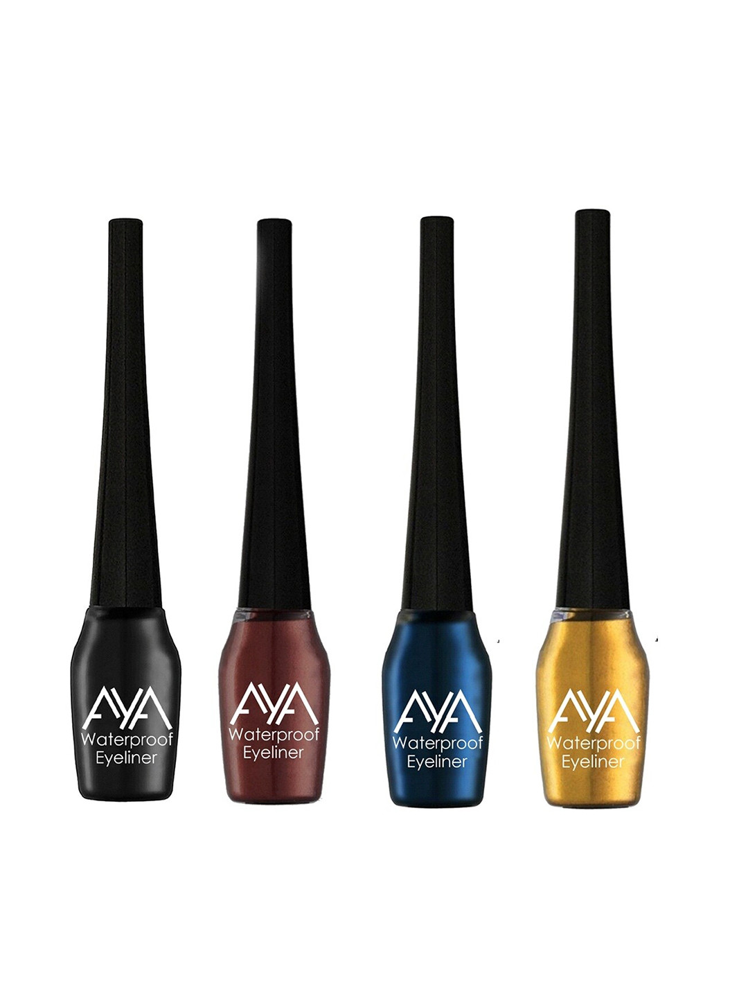 AYA Set of 4 Waterproof Liquid Eyeliner - Black, Blue, Brown, Golden