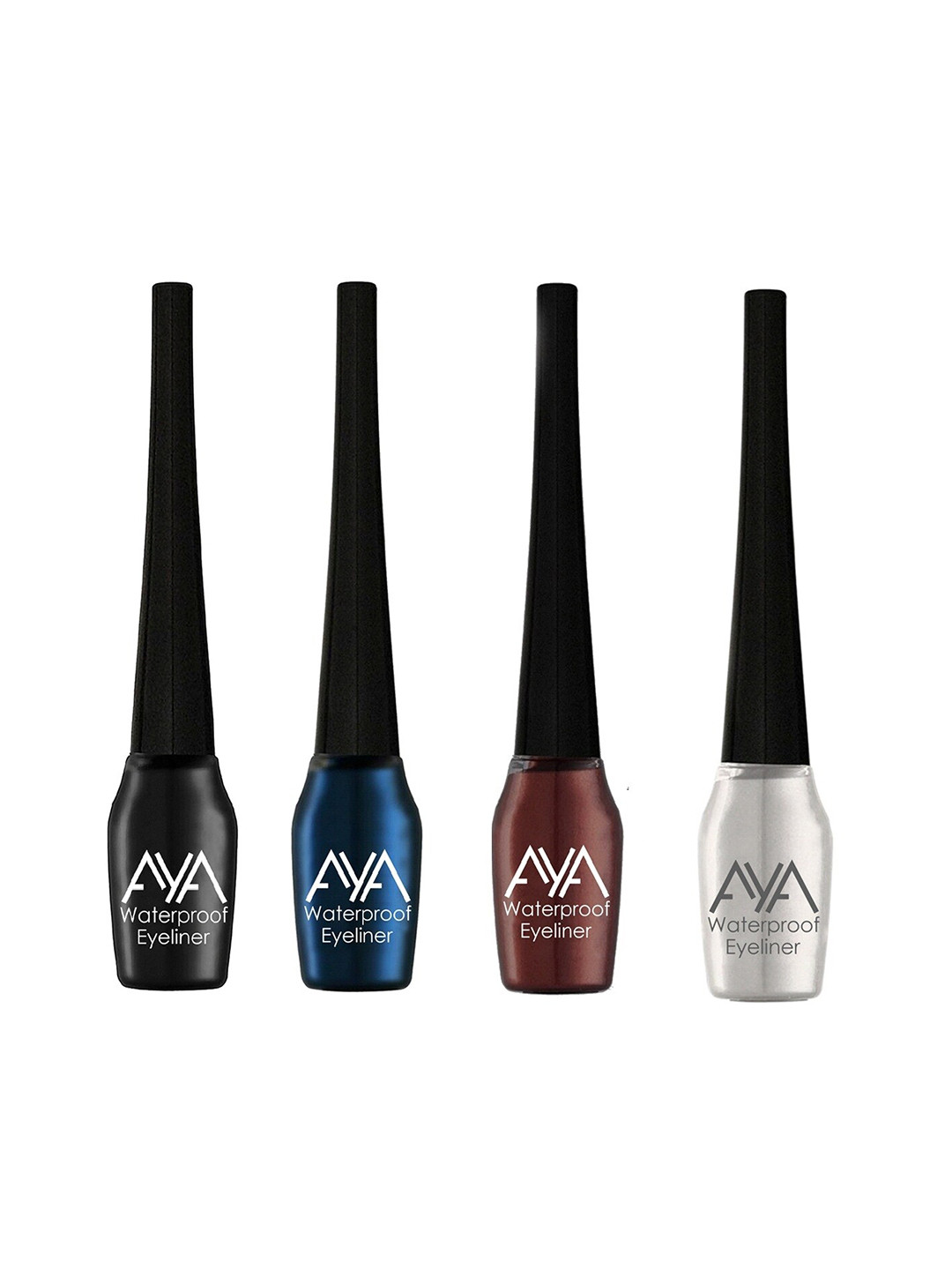 AYA Set of 4 Waterproof Liquid Eyeliner - Black, Blue, Brown, Silver