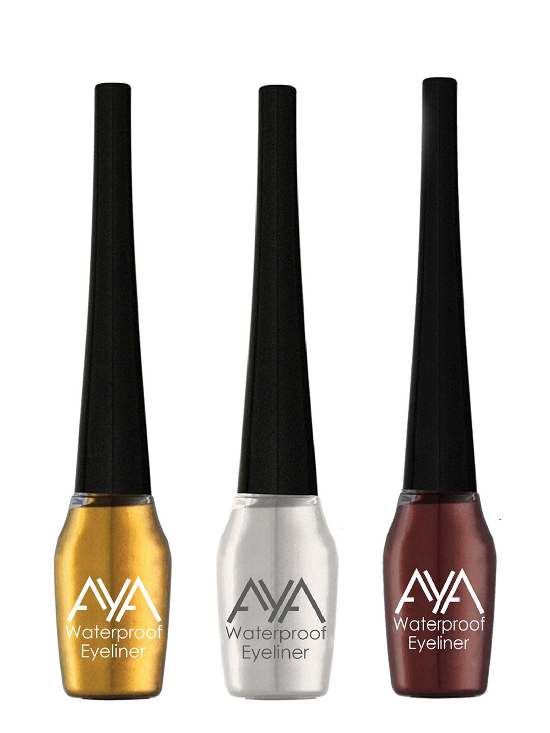 AYA Set of 3 Waterproof Liquid Eyeliner - Golden, Silver, Brown